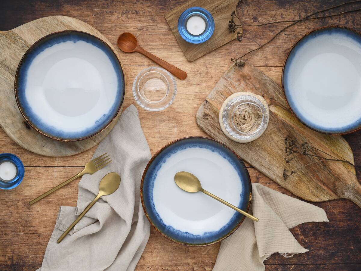 CreaTable Schüssel-Set Cascade blau Steinzeug