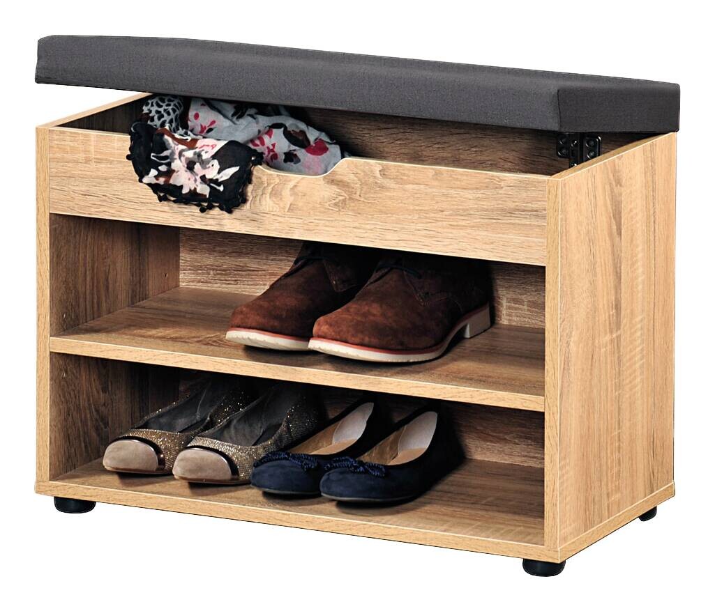 Kesper Schuhschrank mit Sitzkissen Eiche Spanplatte B/H/L: ca. 30x45x60 cm