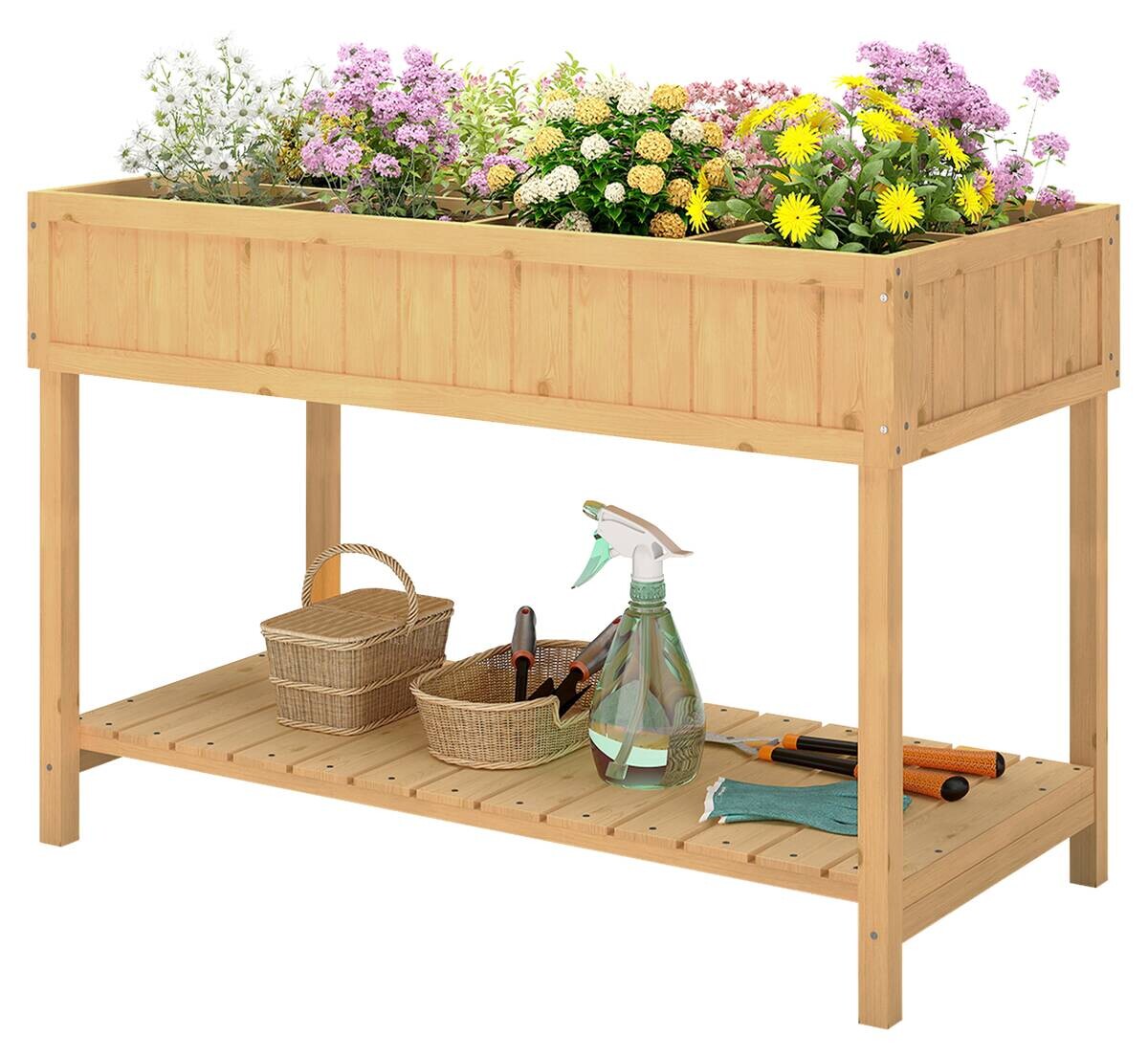 Outsunny Hochbeet Holzoptik B/H/L: ca. 46x76x110 cm