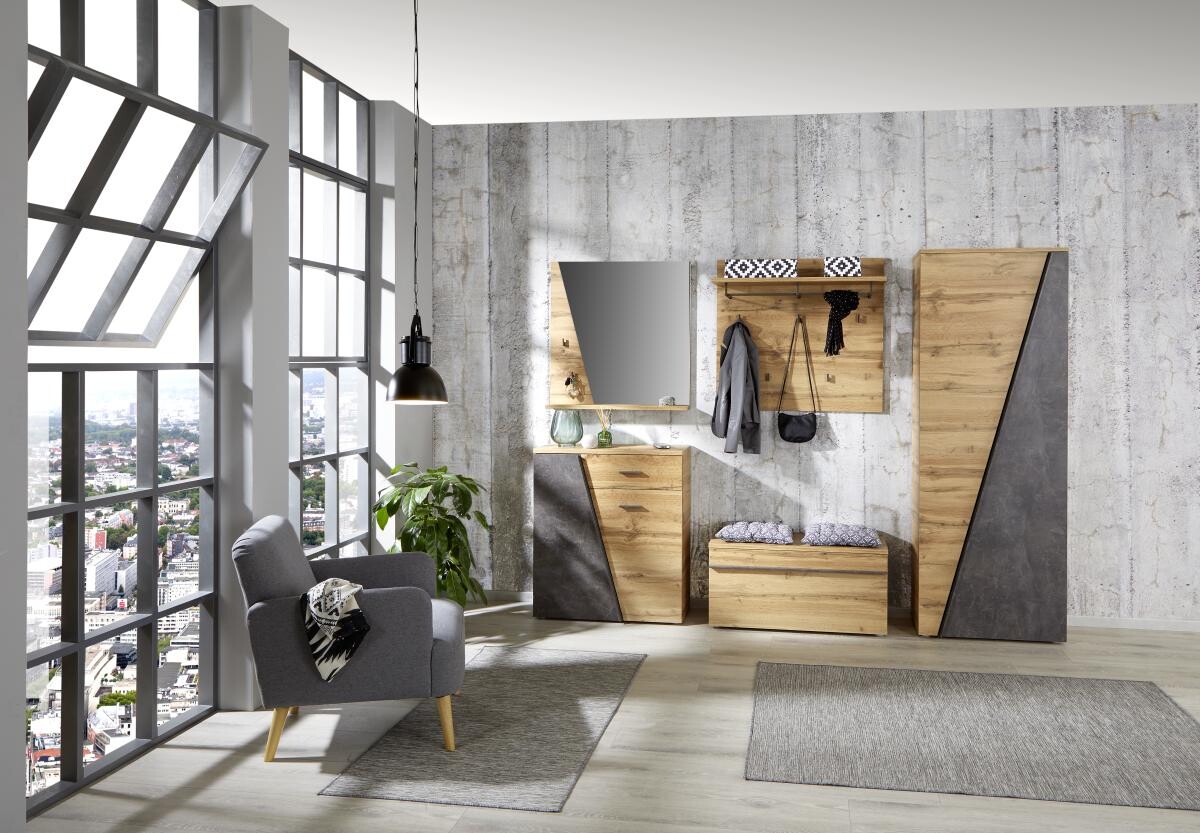 Garderobenpaneel Venedig Eiche Wotan Nachbildung B/H/T: ca. 90x84x28 cm