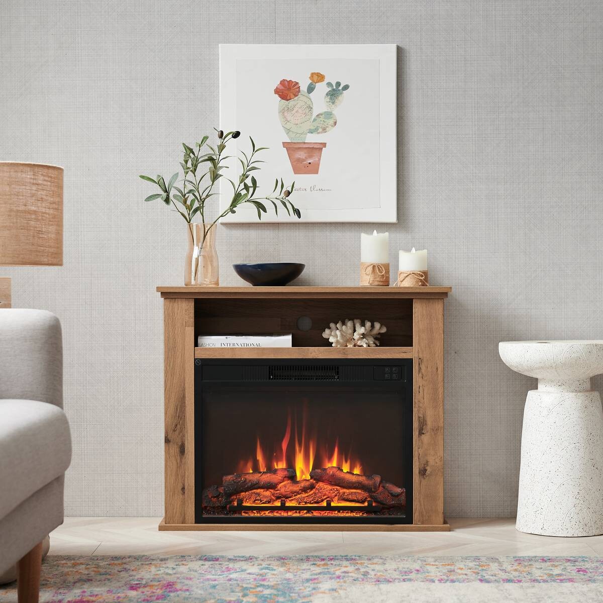 Balderia Elektrischer-Kamin Frida Eiche B/H/T: ca. 78,3x64,7x23 cm