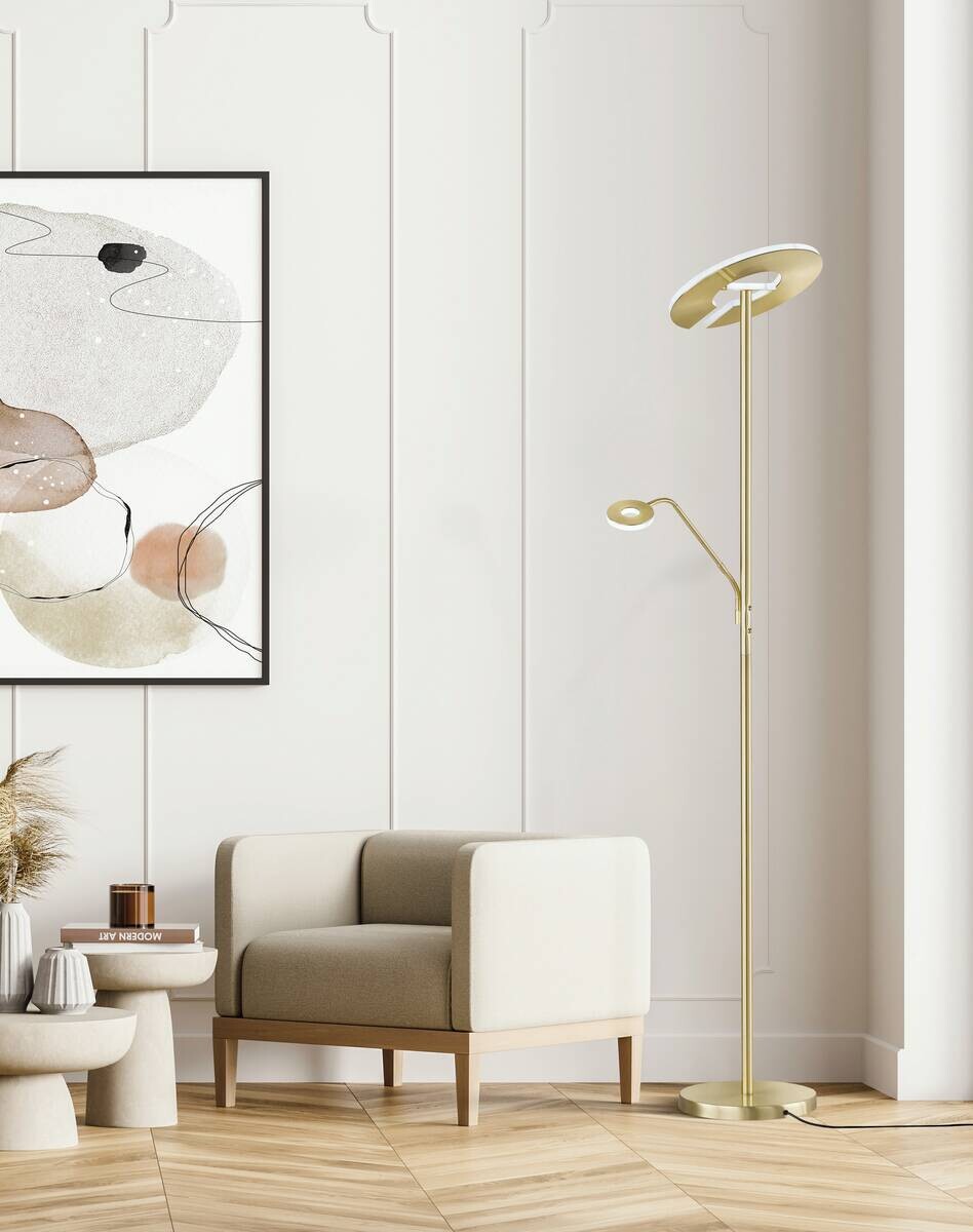 Fischer & Honsel LED-Stehleuchte 40316 messing weiß Glas Metall B/H/T: ca. 35x180x50 cm 1 Brennstellen