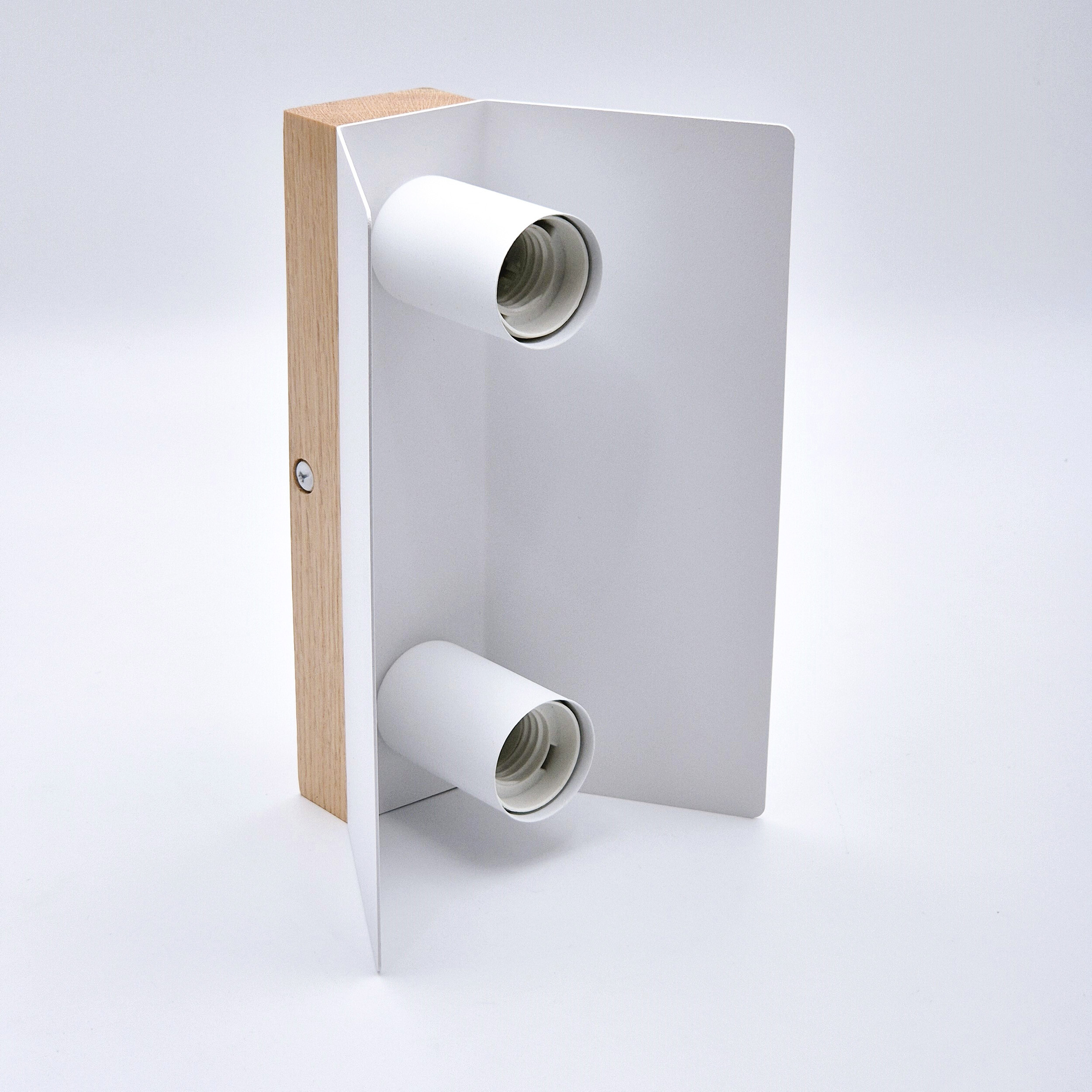 Lamkur Deckenleuchte weiß Eiche Stahl Glas B/H/L: ca. 12x11,5x24 cm E27 2 Brennstellen