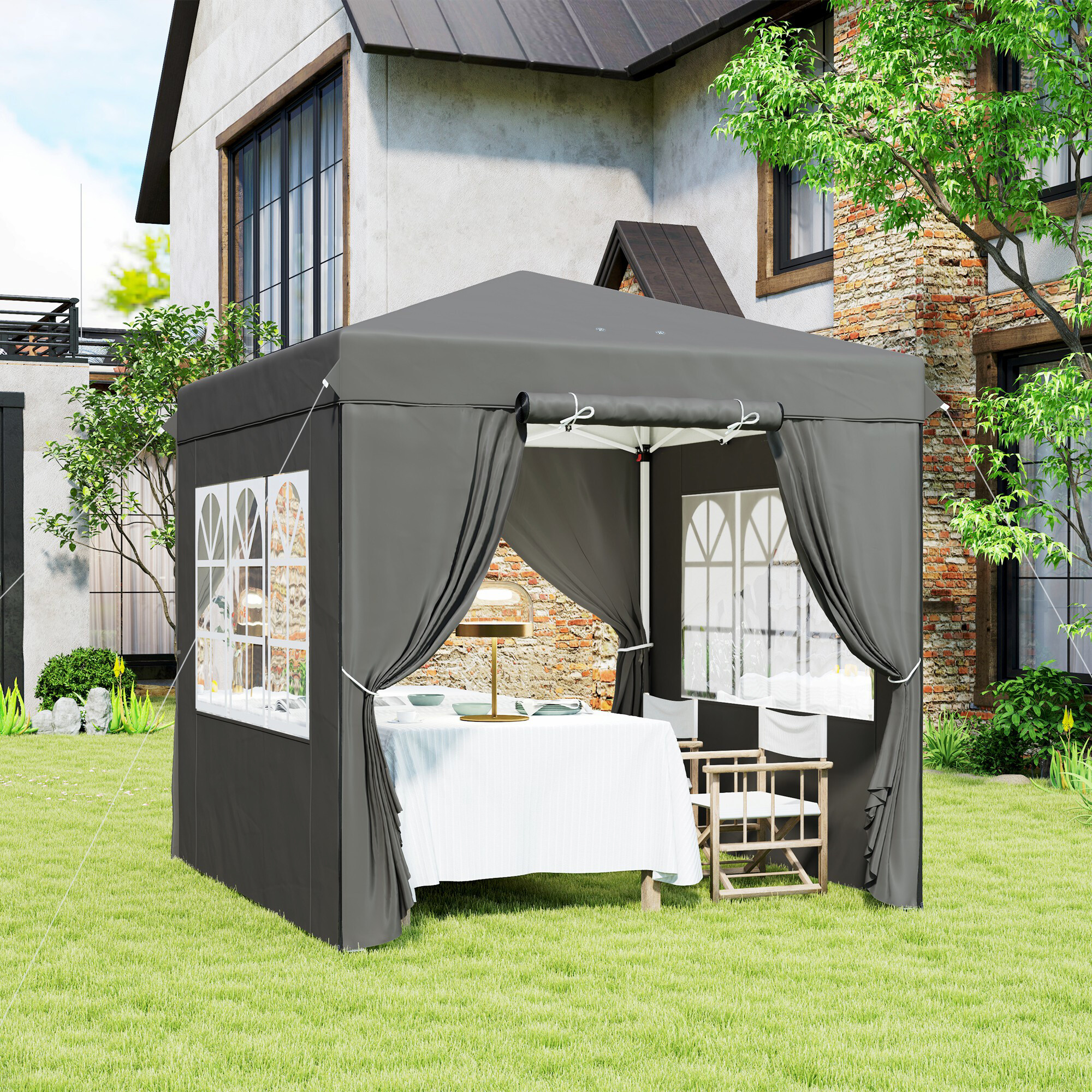 Outsunny Pavillon dunkelgrau Metall B/H/L: ca. 250x268x250 cm