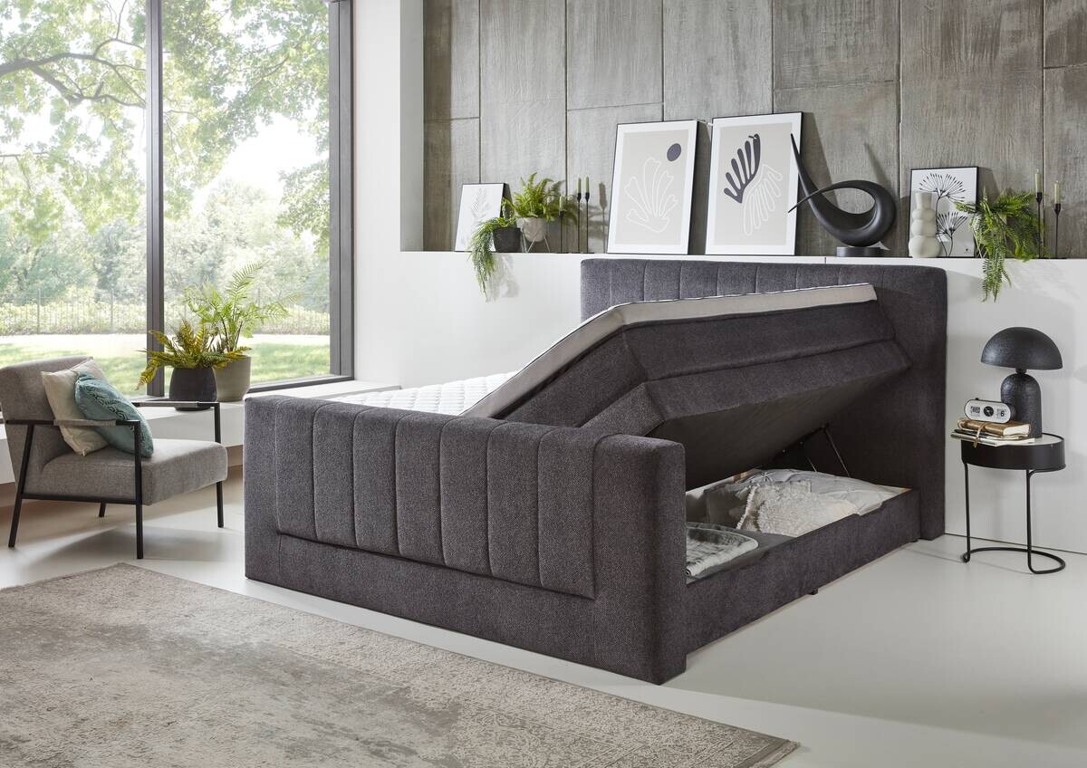 Boxspringbett Kenosha anthrazit Liegefläche B/L: ca. 180x200 cm