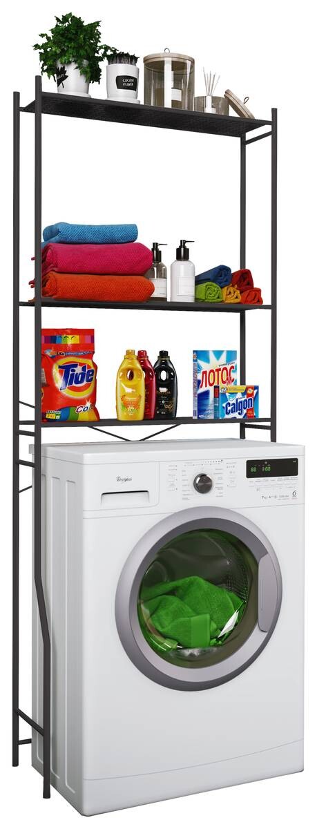 Waschmaschinenschrank Tubas schwarz B/H/T: ca. 64x160x25 cm