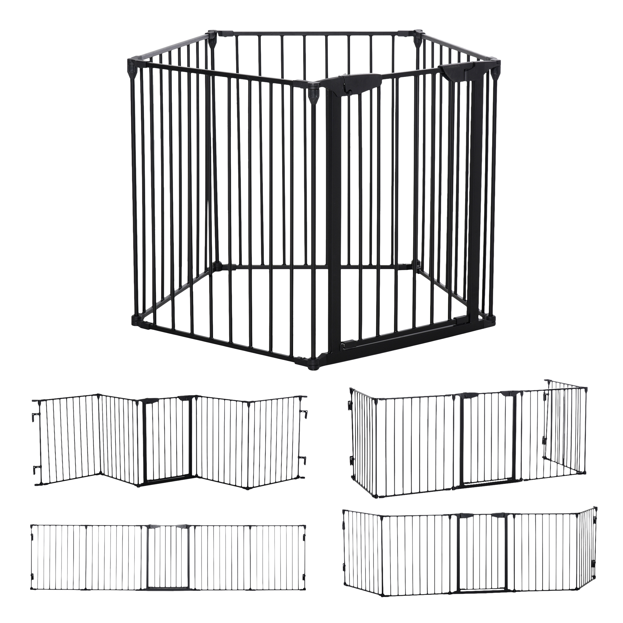 PawHut Absperrgitter schwarz Kunststoff B/H/L: ca. 3x74,5x300 cm