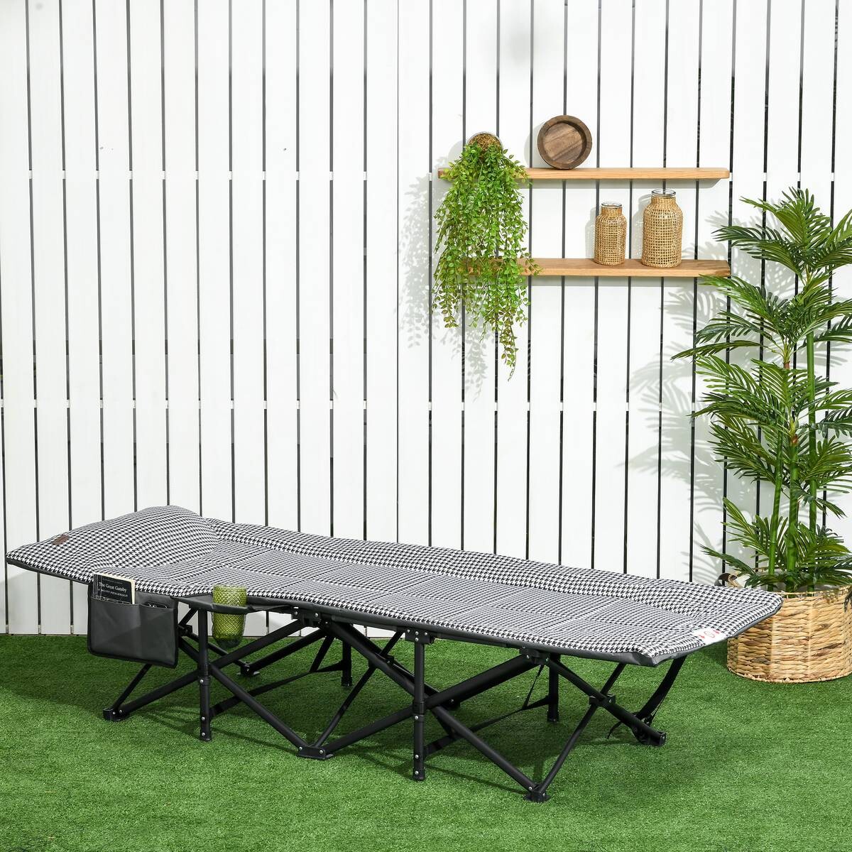 Outsunny Feldbett mit Tasche schwarz PVC B/H/L: ca. 186x48x68 cm