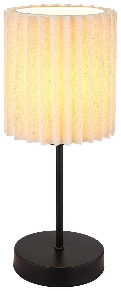 GLOBO Tischleuchte mattschwarz natur Textil Metall H/D: ca. 35x15 cm E14 1 Brennstellen