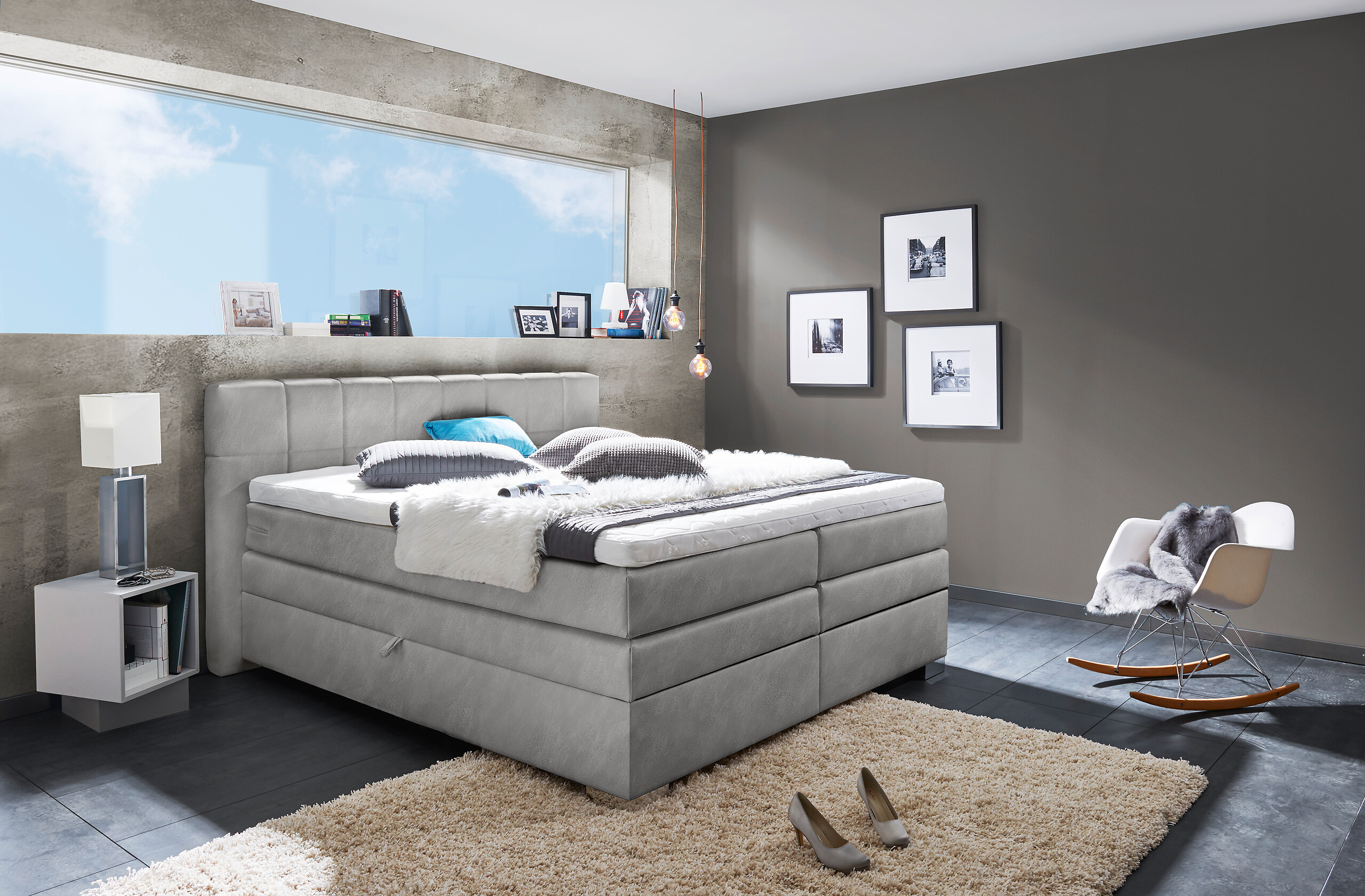 Boxspringbett Maratea silber Liegefläche B/L: ca. 180x200 cm