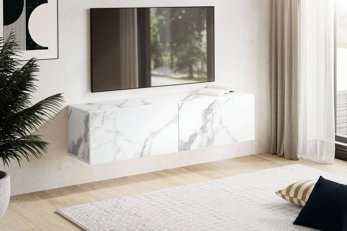 Lowboard weiß Marmor Optik B/H/T: ca. 120x30x30 cm