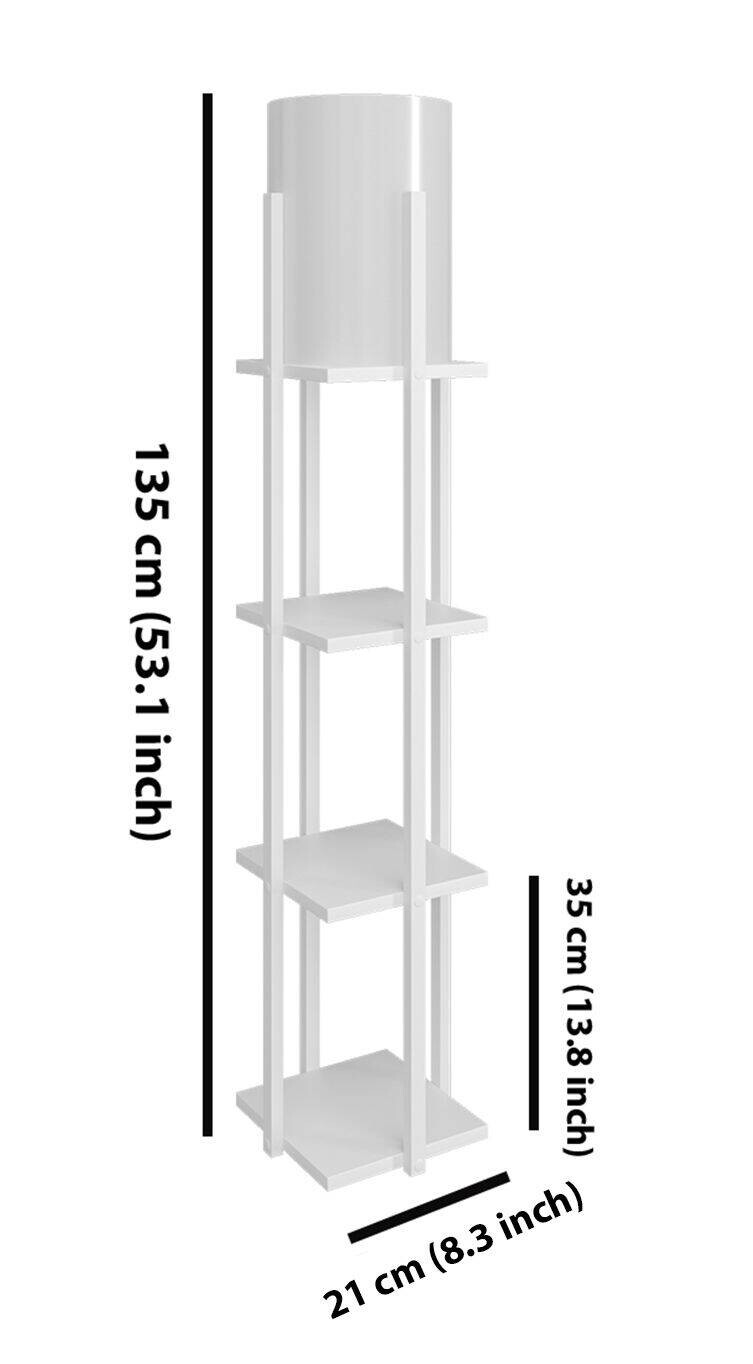 Opviq Stehleuchte Nora natur weiß MDF B/H/L: ca. 21x135x21 cm E27 5 Brennstellen