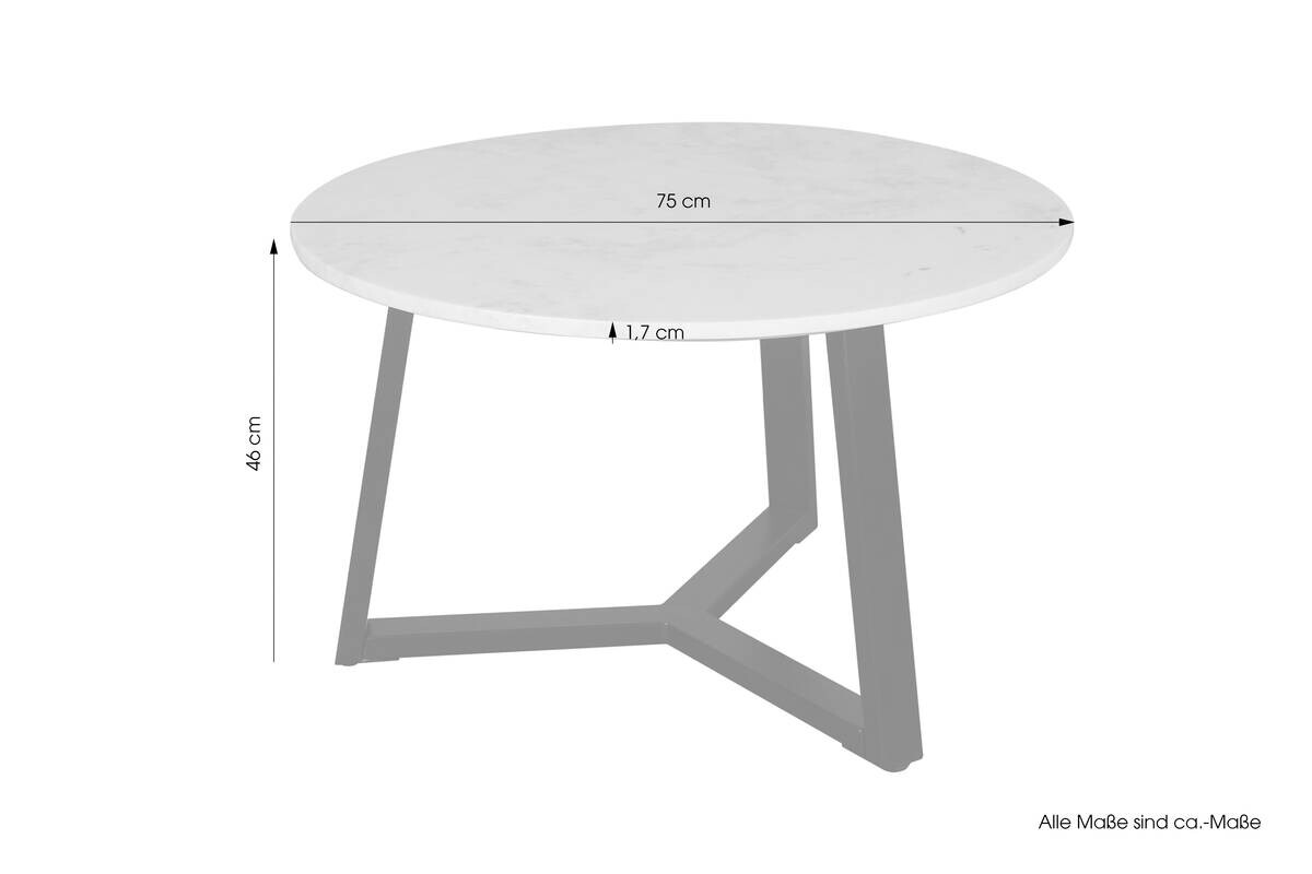 byLIVING Couchtisch CROSS schwarz weiß Metall Marmor H/D: ca. 46x75 cm