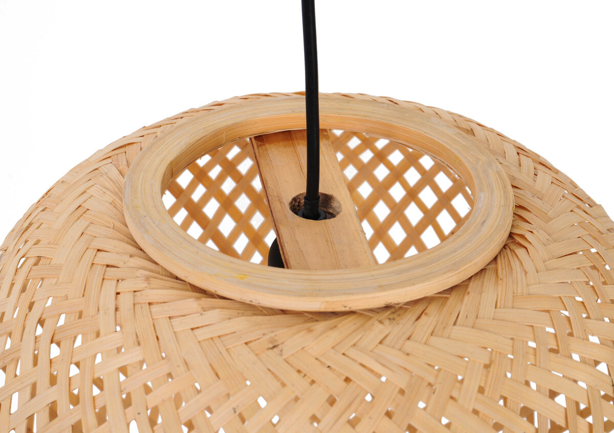 POCOline Pendelleuchte Bella natur schwarz Bambus Kunststoff L/D: ca. 130x35 cm E27 1 Brennstellen