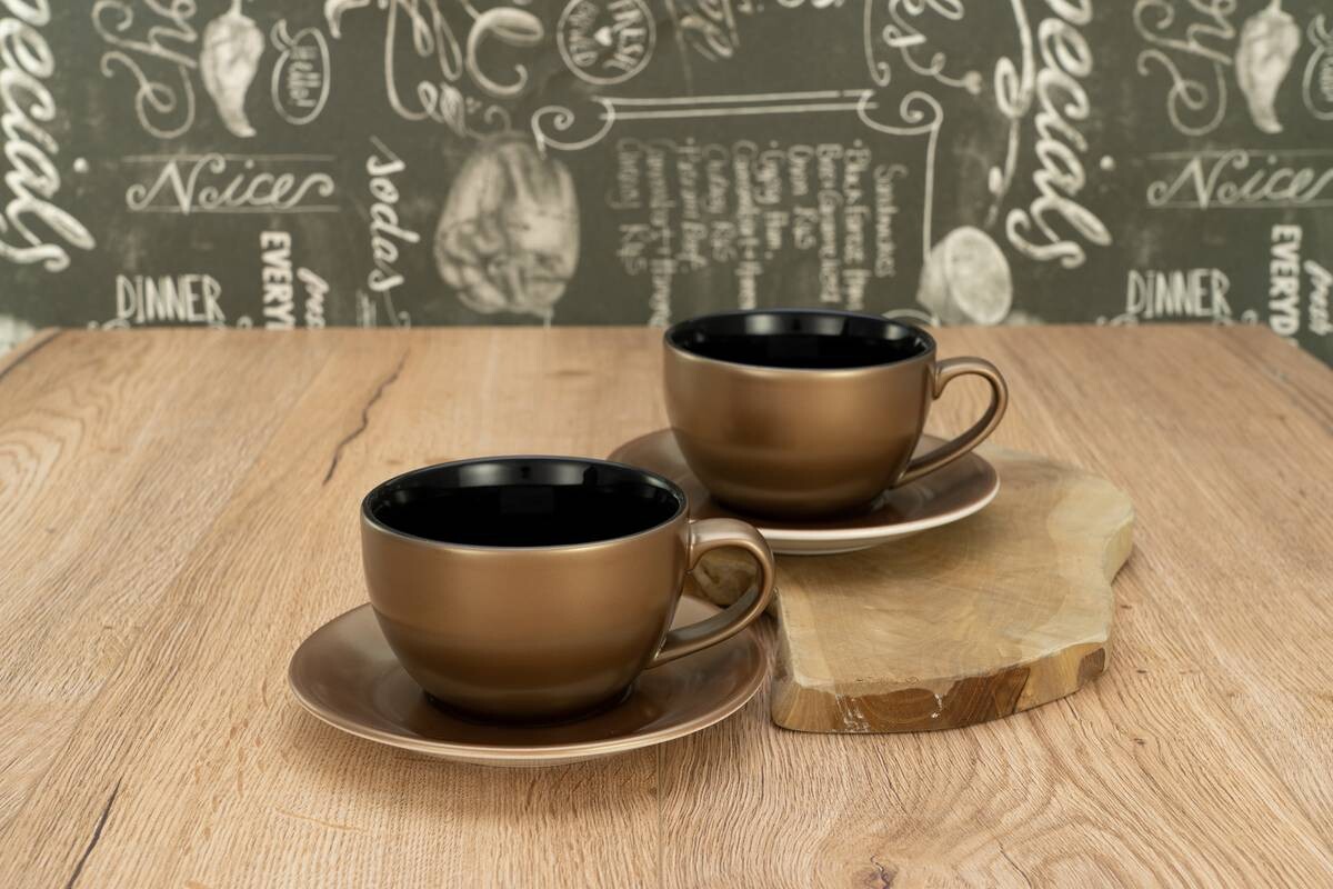 CreaTable Cappucinotassenset Golden Days gold Steinzeug 4 tlg.