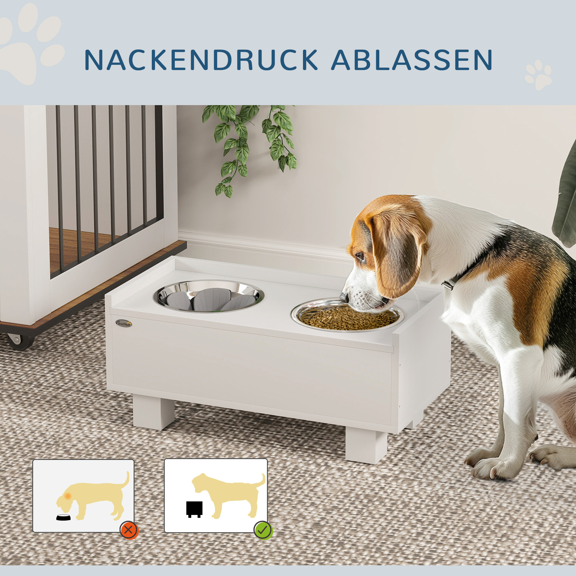 PawHut Hundenapf weiß MDF B/H/L: ca. 24x22x50 cm