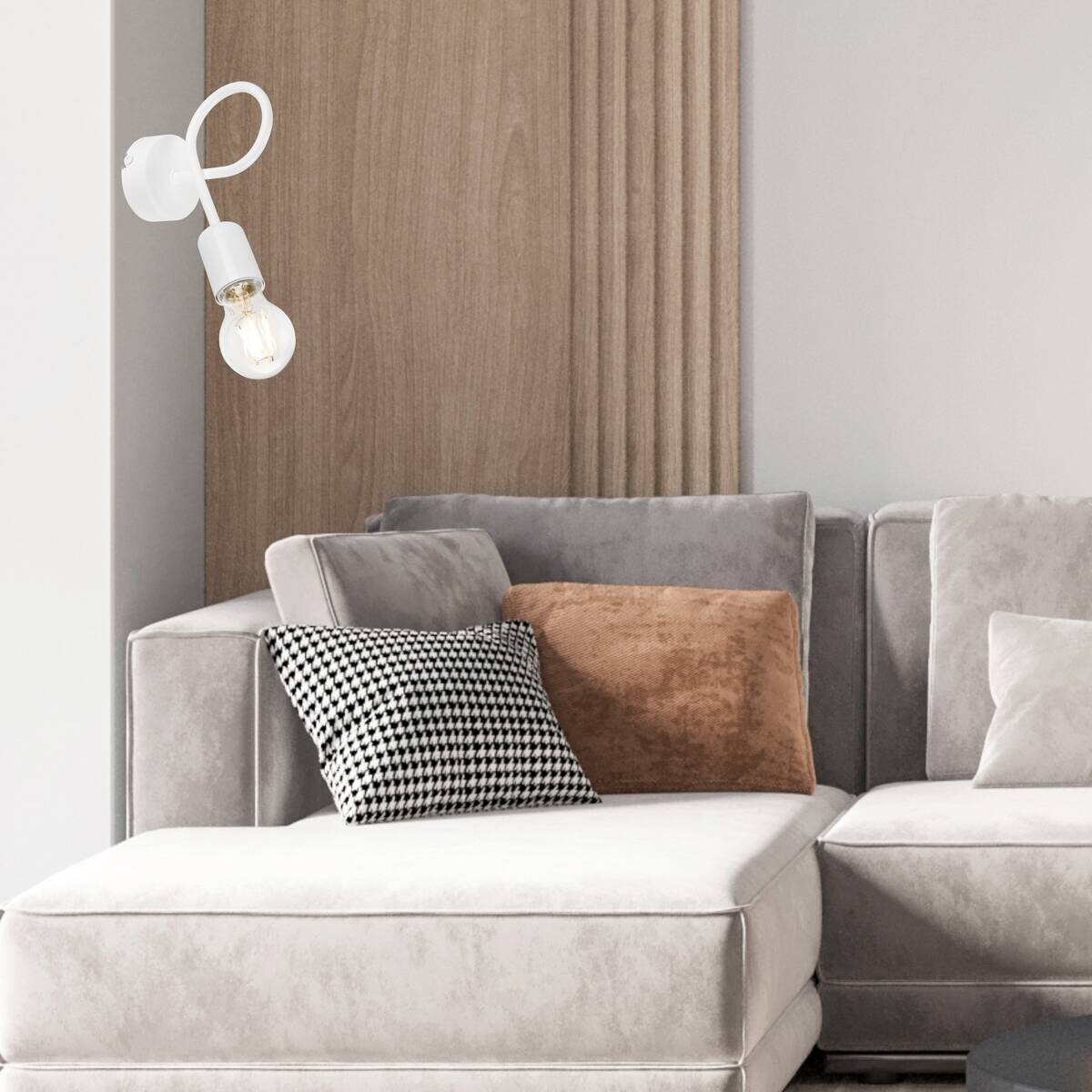 Lamkur Wandleuchte CAMILLA 36878 weiß Stahl H/L: ca. 18x8 cm E27 1 Brennstellen