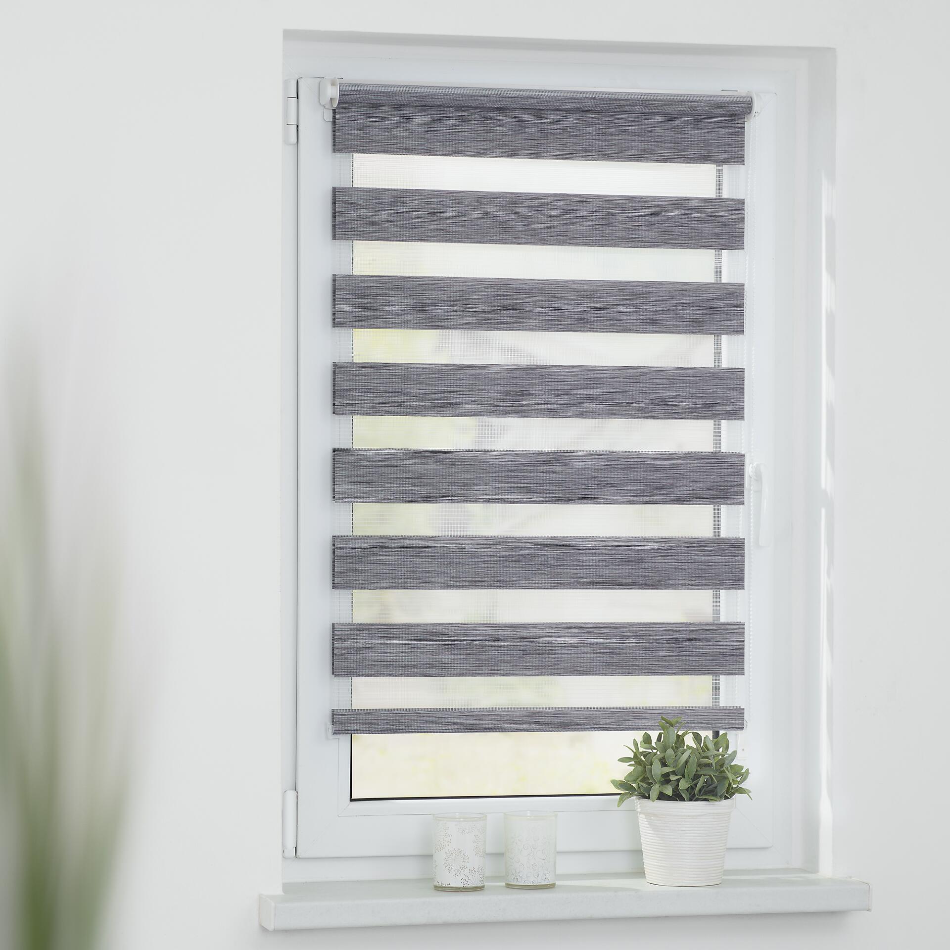 LICHTBLICK Doppelrollo Duo meliert dunkelgrau B/L: ca. 45x150 cm