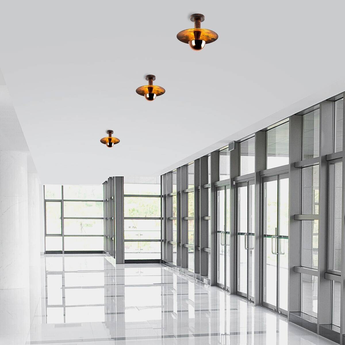 Opviq Deckenleuchte Kurt-13353 Kupfer Metall B/H/T/L/D: ca. 28x26x28x28x28 cm E27 1 Brennstellen