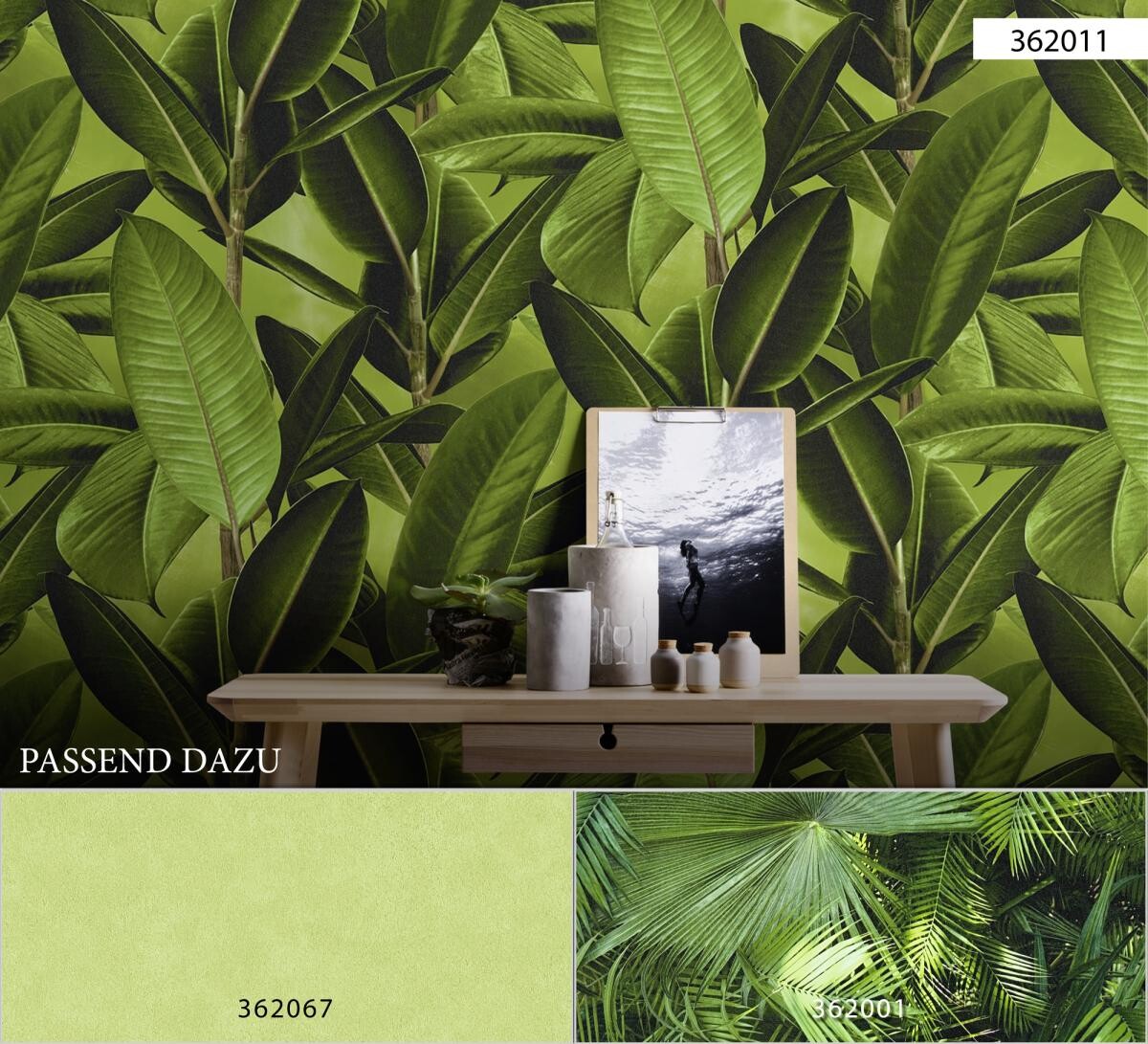 Vliestapete Palmen grün B/L: ca. 53x1005 cm