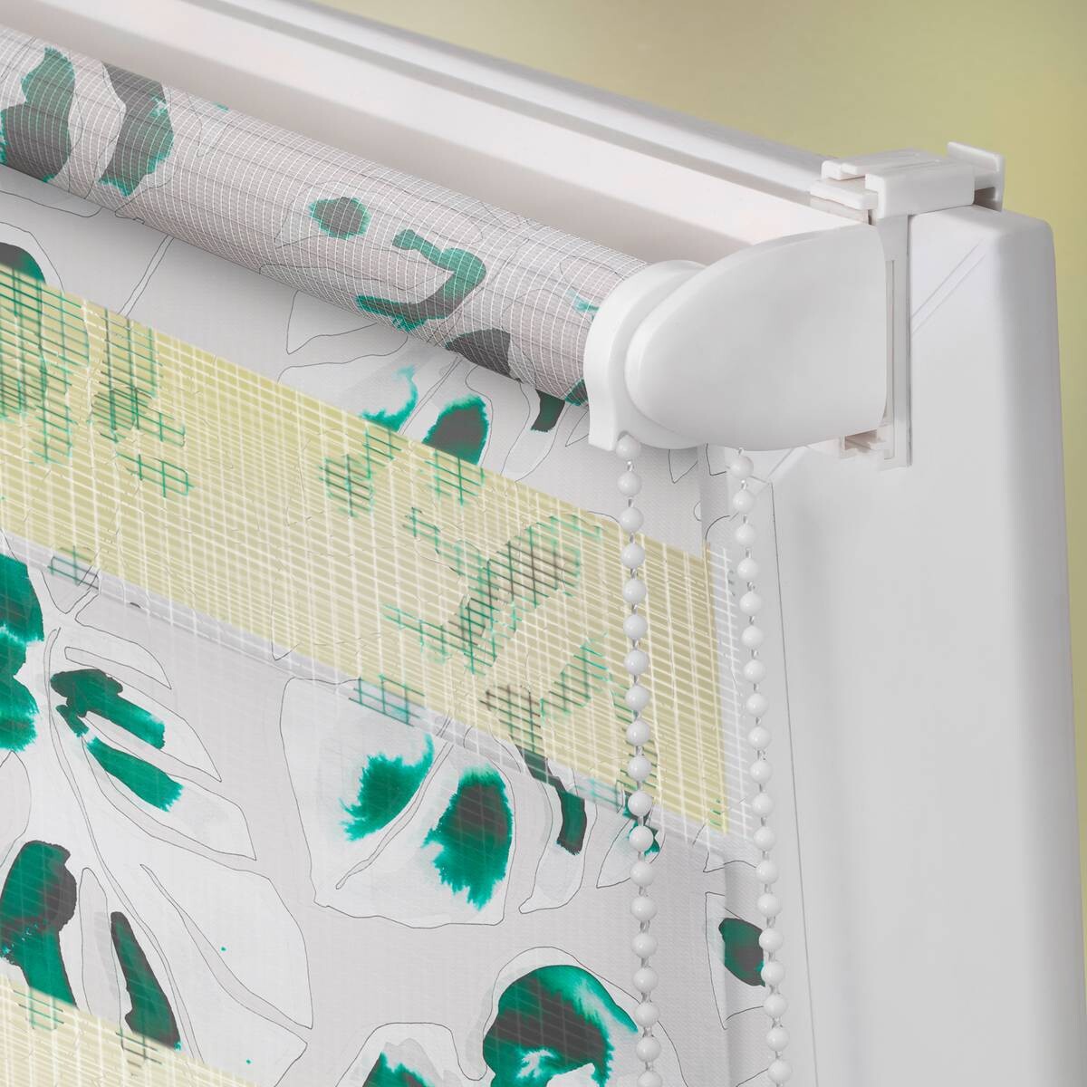 LICHTBLICK Doppelrollo Duo Monstera schwarz B/T: ca. 60x150 cm