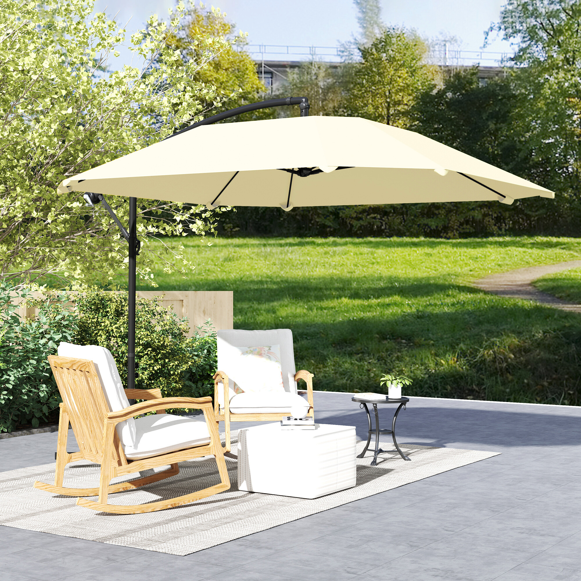 Outsunny Ampelschirm beige Polyester B/H/L: ca. 260x245x304 cm
