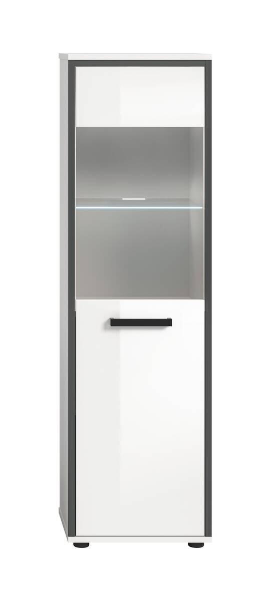 Midischrank KOJAK weiß Hochglanz anthrazit grau B/H/T: ca. 40x139x34 cm