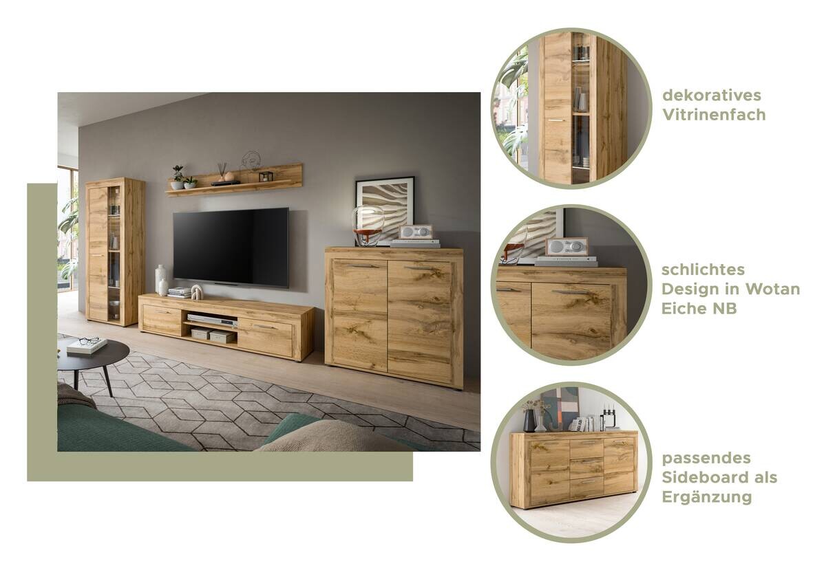 Lowboard Jam Eiche Wotan Nachbildung B/H/T: ca. 160x37x40 cm