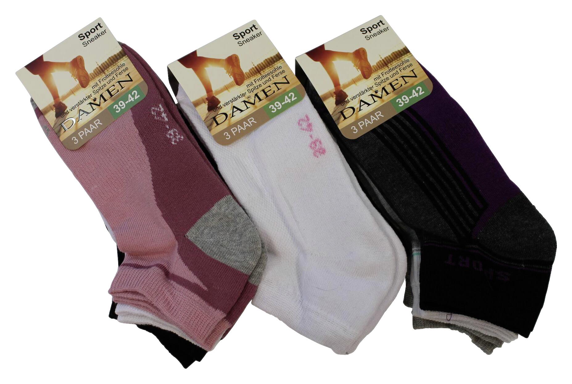Damen-Socken sortiert 3 Packstücke Größe 35-38
