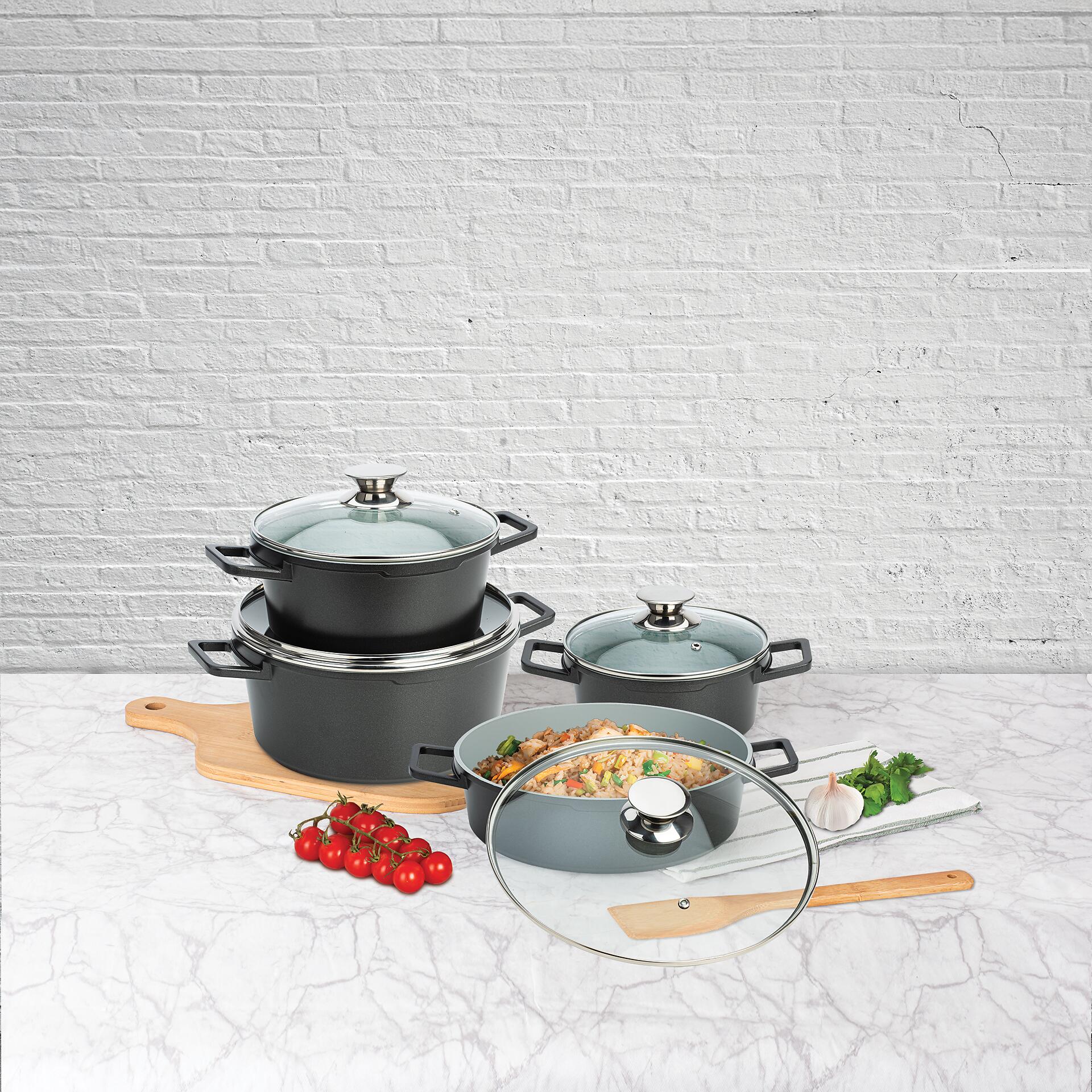 POCOline Topfset schwarz Aluminium 8 tlg.