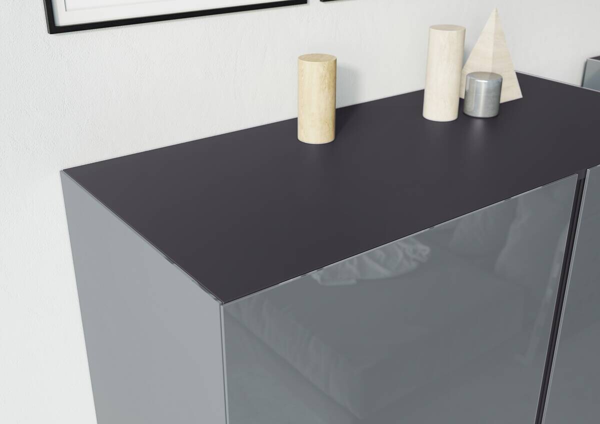 Kommode Mesa Graphit Nachbildung Silbergrau Hochglanz B/H/T: ca. 94x103x43 cm