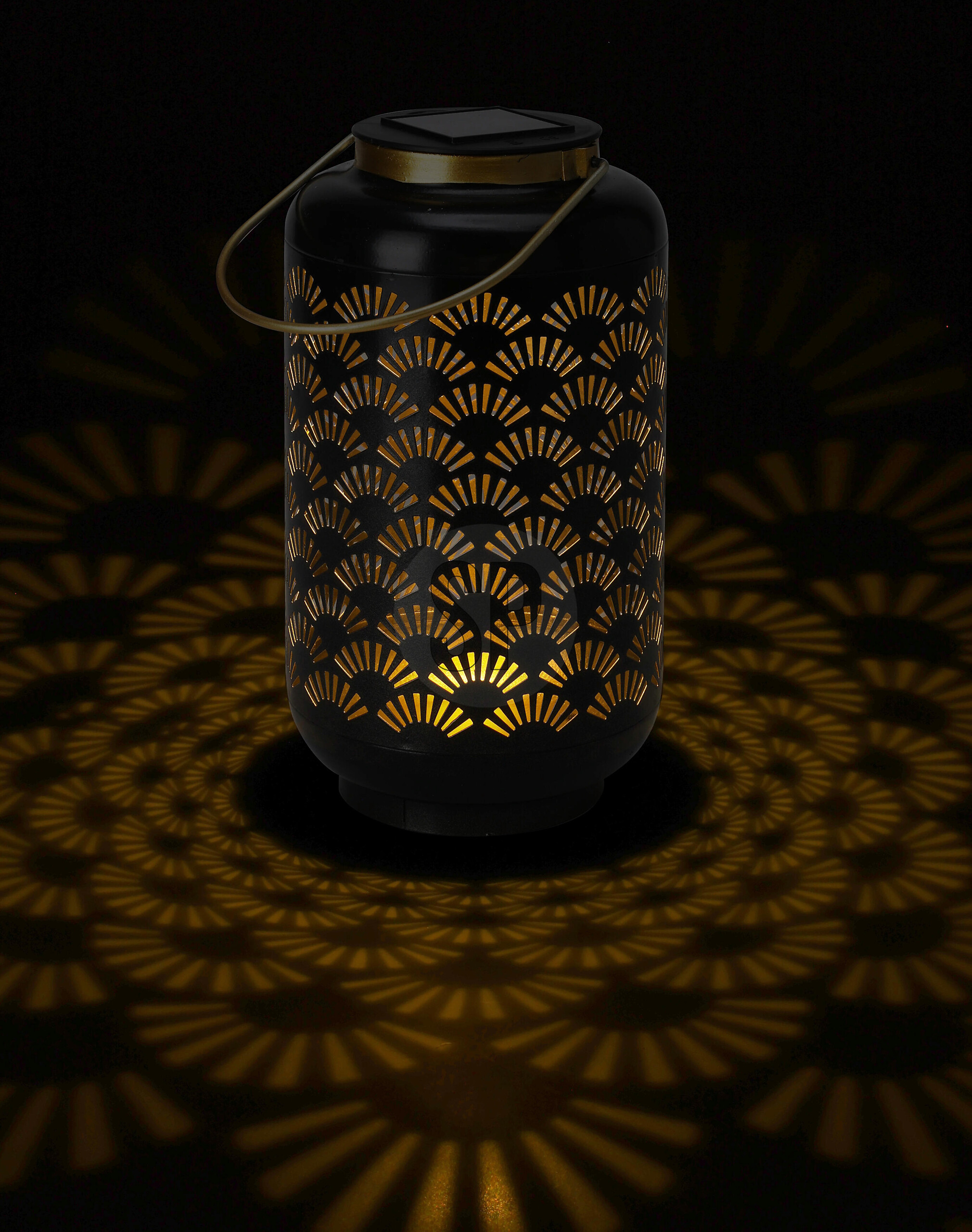 Solarlaterne schwarz Metall B/H/L: ca. 13x13x23,5 cm