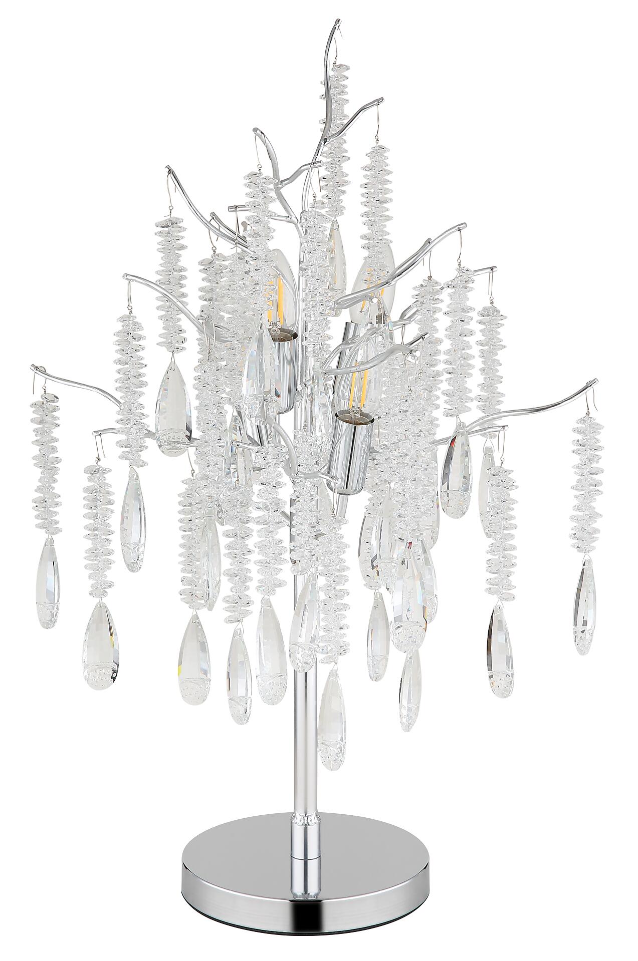 GLOBO Tischleuchte klar silber Glas Metall H/D: ca. 67x41 cm E14 4 Brennstellen