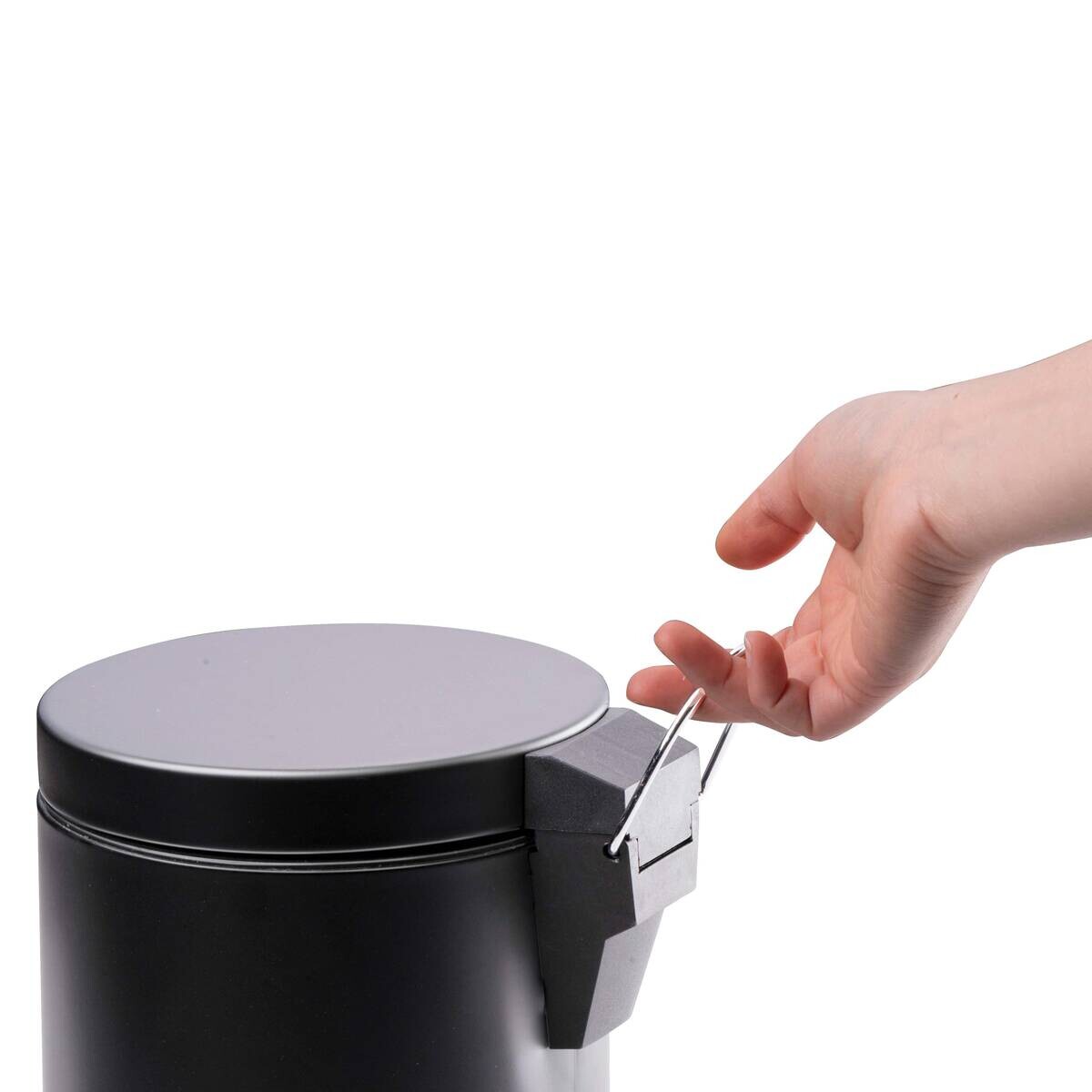 Treteimer schwarz Edelstahl H/D: ca. 26x17 cm ca. 3 l