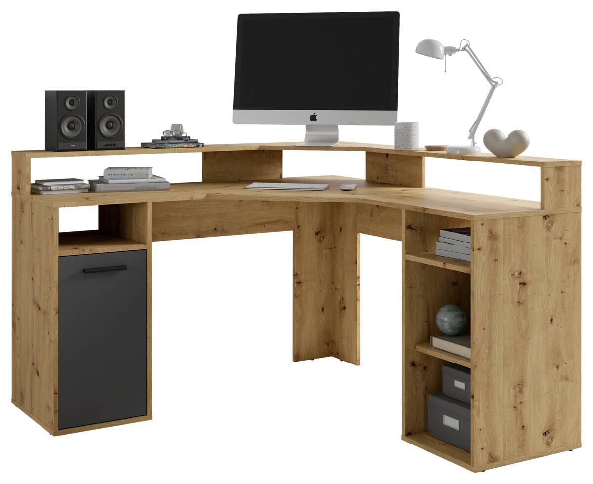 Eckschreibtisch FOX Eiche anthrazit B/H/T: ca. 139x90,8x139 cm