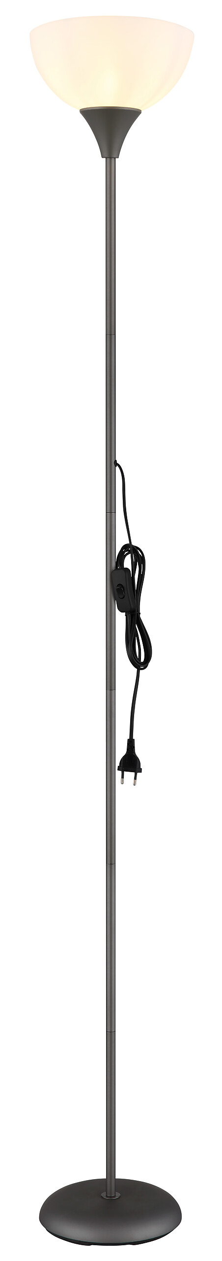 GLOBO Stehleuchte titanfarbig schwarz Opal Kunststoff Metall H/D: ca. 178,5x25 cm E27 1 Brennstellen
