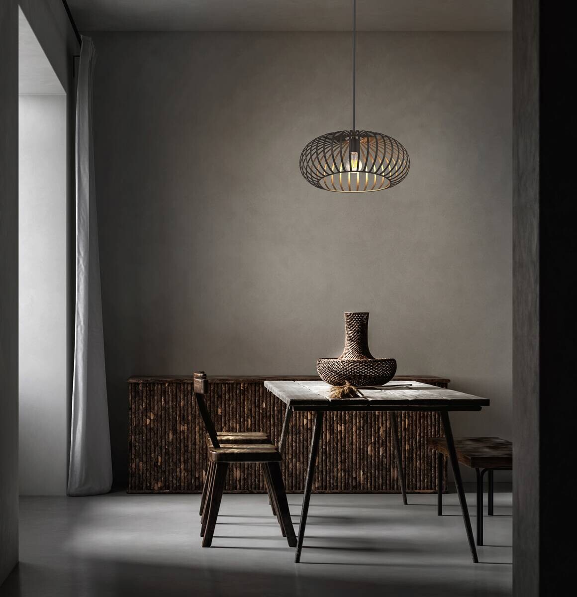 Nowa Pendelleuchte 33270111 rost Metall H/D: ca. 150x40 cm E27 1 Brennstellen