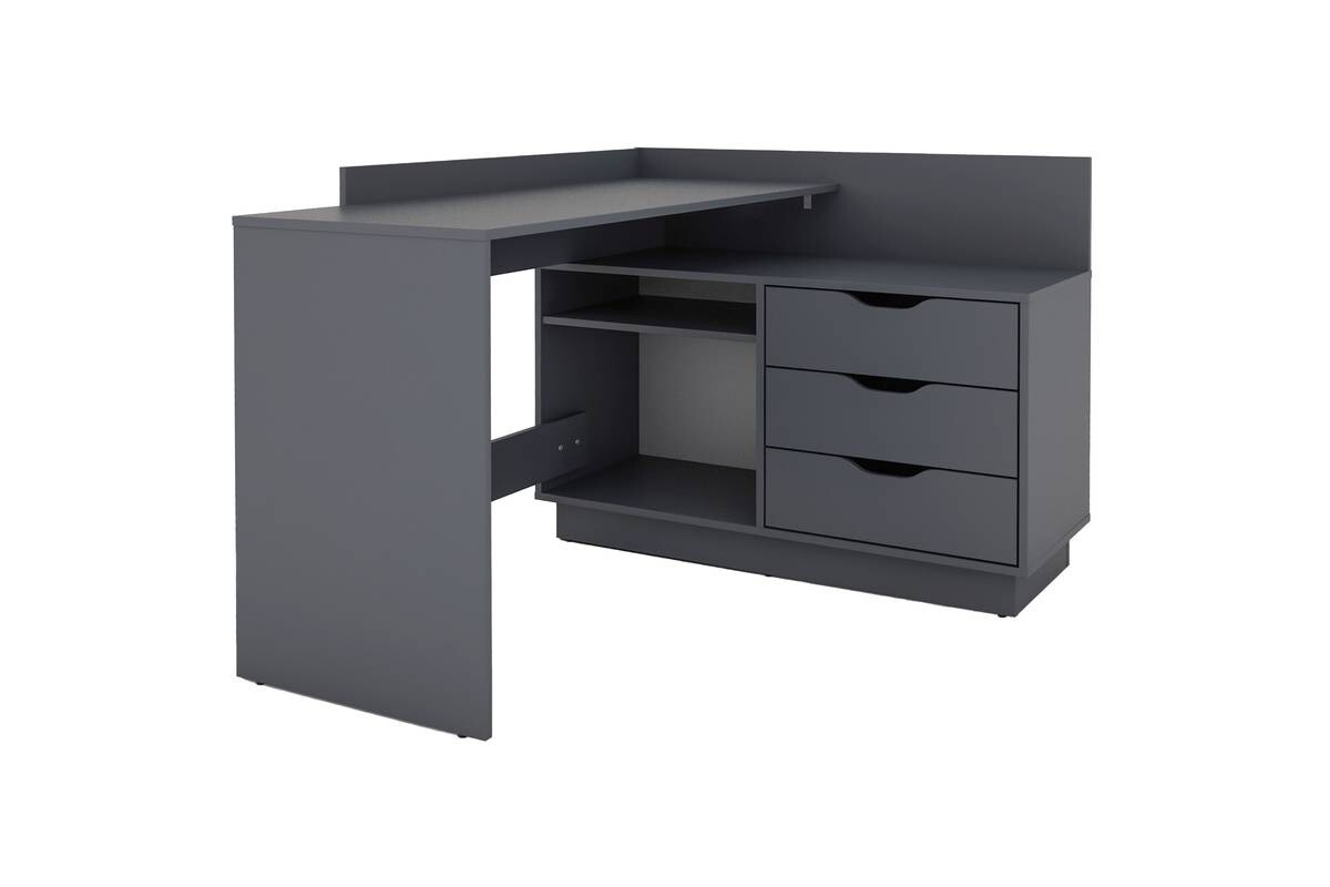 Eckschreibtisch BELFAST anthrazit B/H/T: ca. 129x83,5x105 cm
