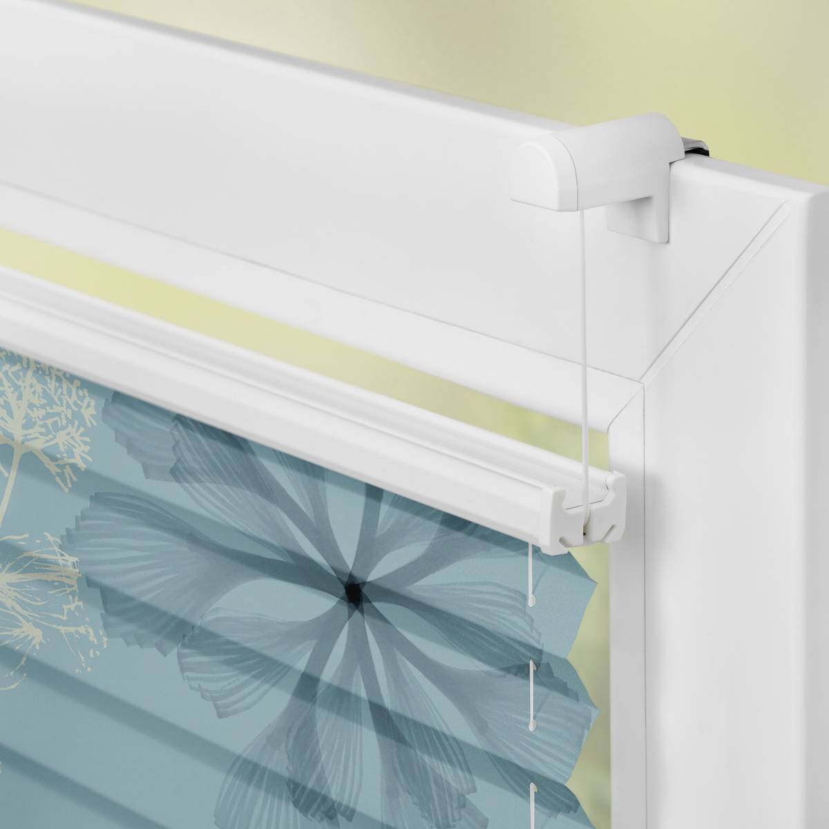 LICHTBLICK Spannplissee Aqua Floral blau B/L: ca. 45x130 cm