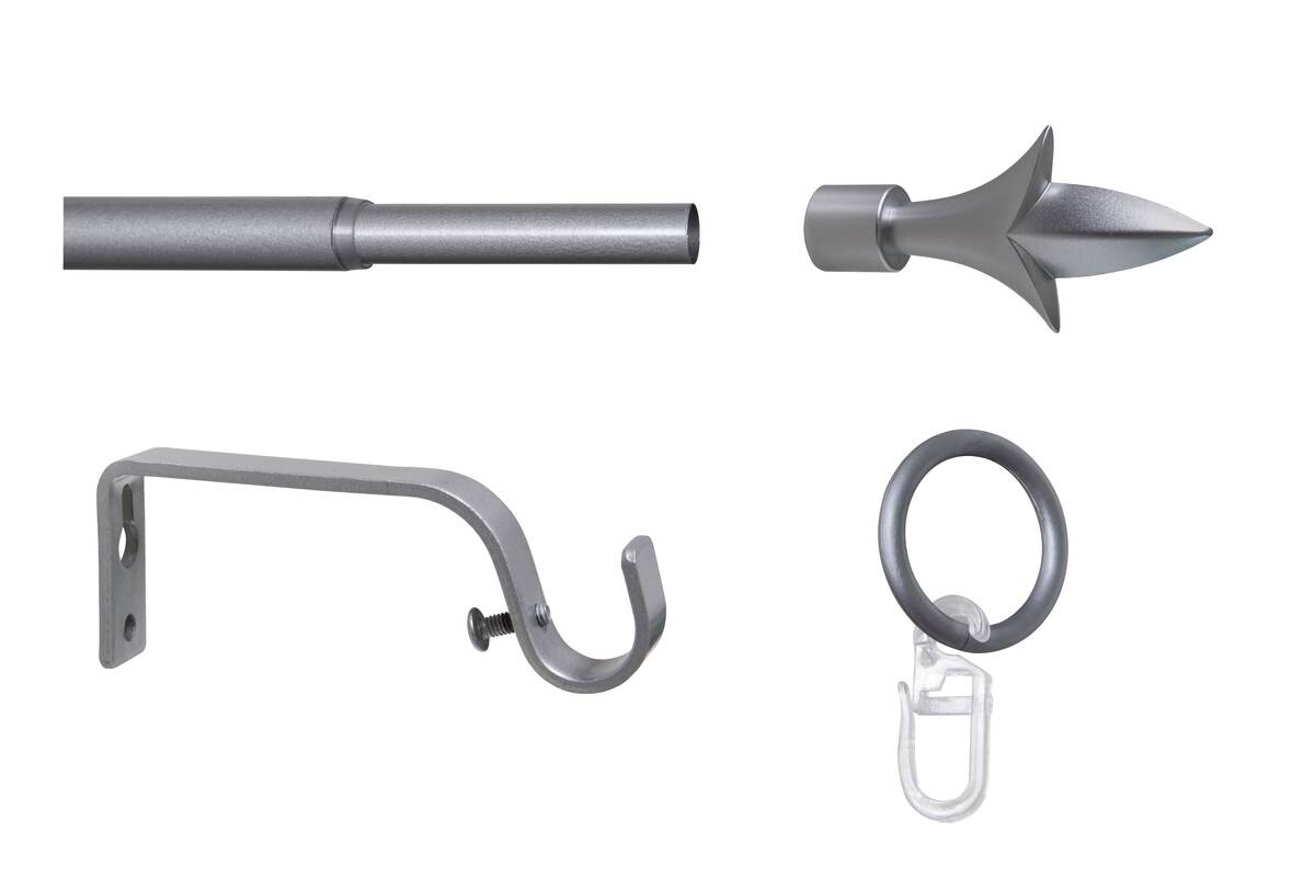 Gardinenstange silber Aluminium ausziehbar von ca. 130 bis 240 cm 1.0 Läufe