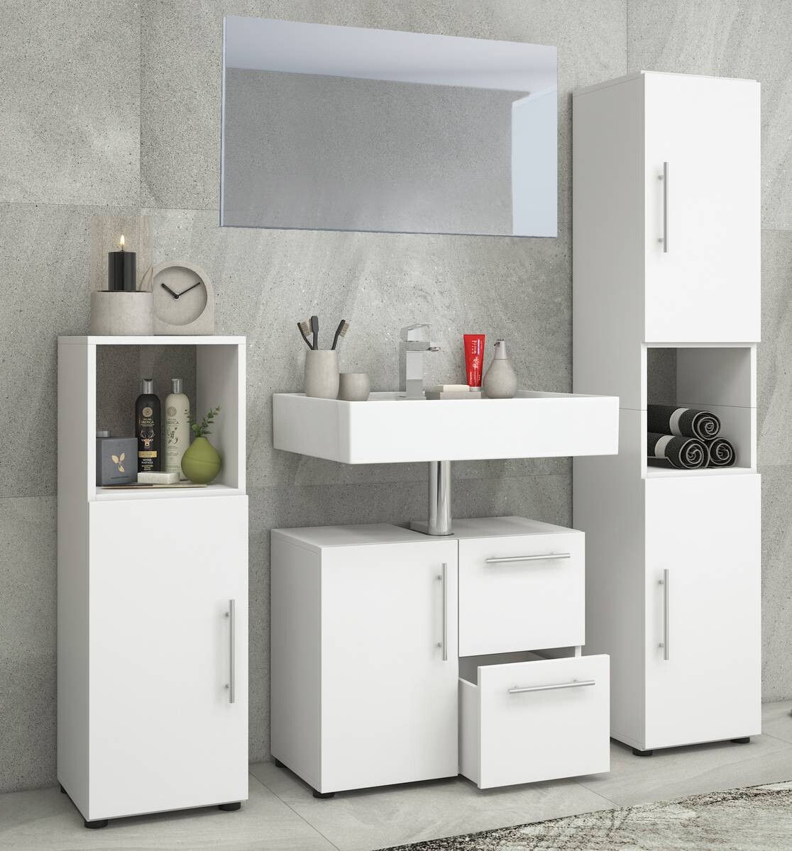 Badezimmer-Set Flandu weiß B/H/T: ca. 61x51x32 cm