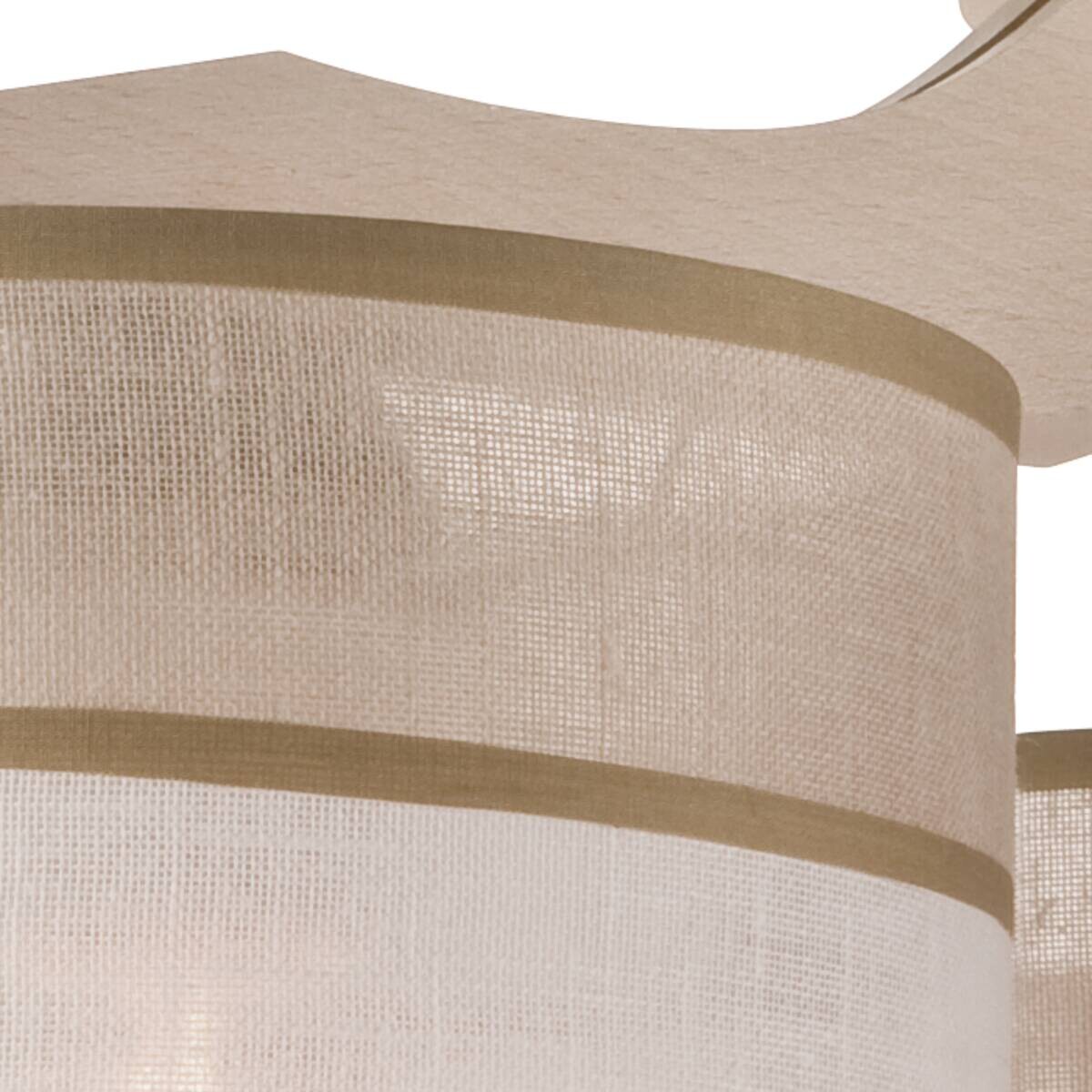 Lamkur Deckenleuchte ANDREA 27319 birke weiß Holz Stahl Stoff H/L: ca. 23x40 cm E27 3 Brennstellen