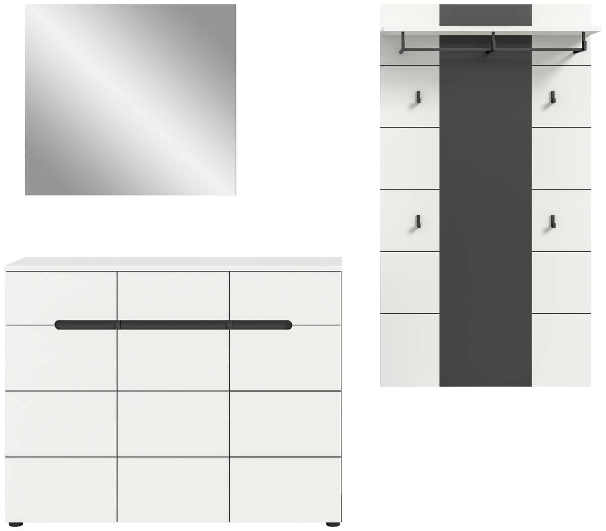 Garderobe Canu basaltgrau Nachbildung weiß B/H/T: ca. 215x190x37 cm