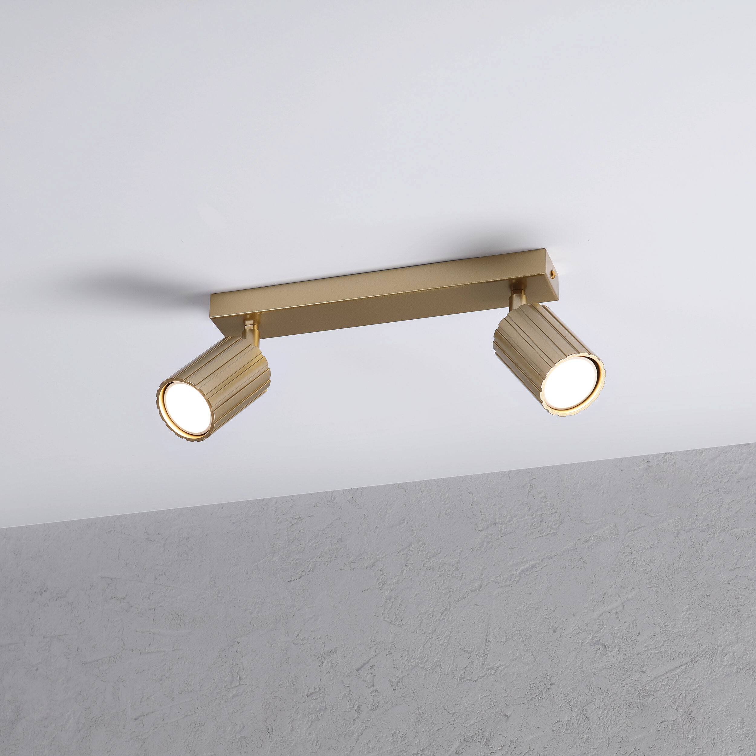 Lamkur Strahler Prisma gold Stahl B/H/L: ca. 6,5x16,5x30 cm 2 Brennstellen