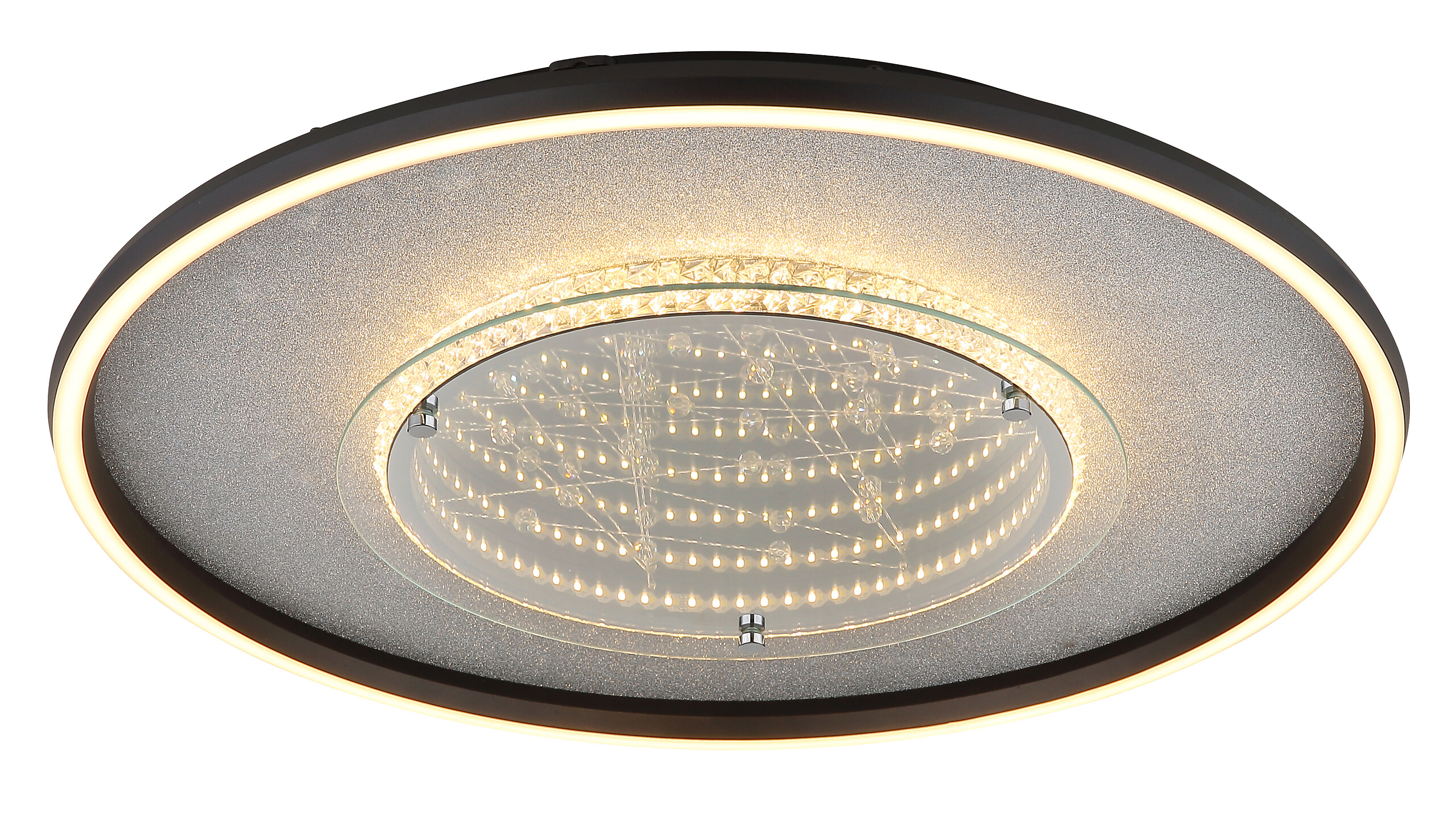 GLOBO Deckenleuchte schwarz silber klar Glas Aluminium Kunststoff H/D: ca. 6,8x51,5 cm 1 Brennstellen