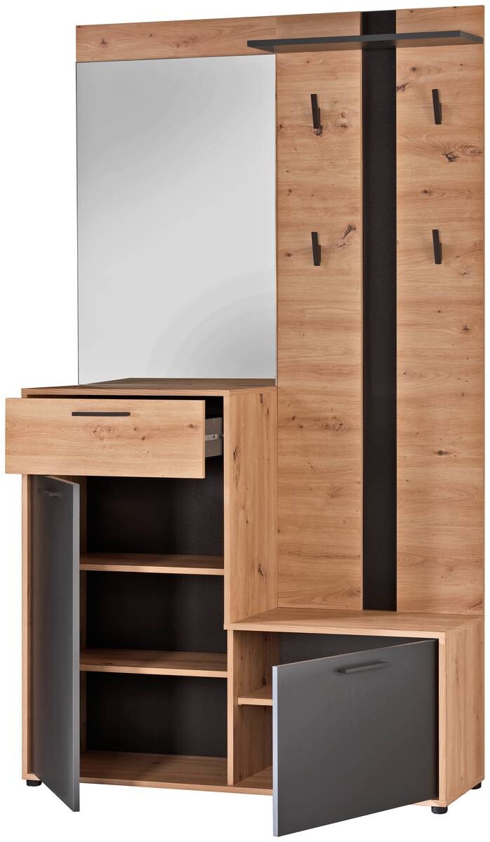 Garderobe Borneo Eiche Artisan Nachbildung anthrazit B/H/T: ca. 112x197x35 cm