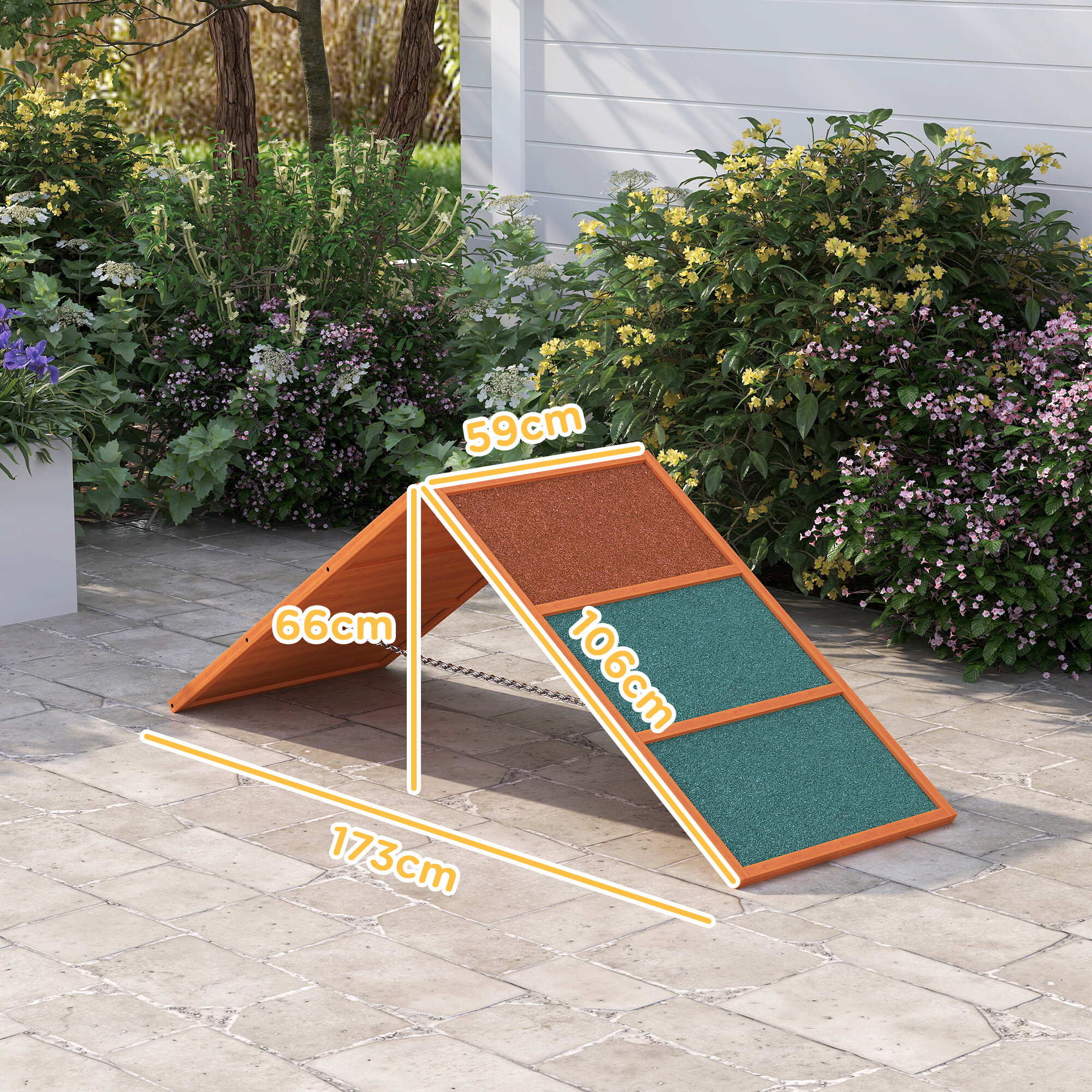 PawHut Hunde Agility Steg orange Holz B/H/L: ca. 59x66x173 cm