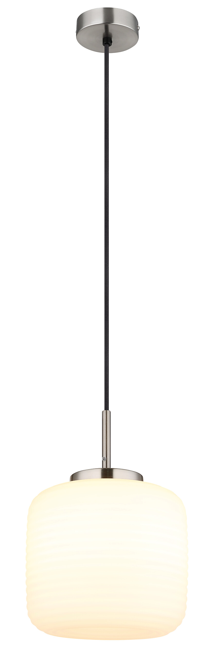 GLOBO Pendelleuchte nickel matt schwarz Opal Metall Glas H/D: ca. 130x24 cm 1.0 Brennstellen