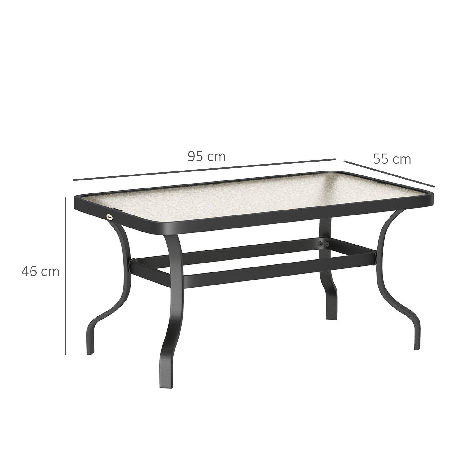 Outsunny Couchtisch schwarz Metall B/H/L: ca. 55x46x95 cm