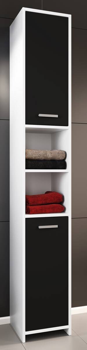 Hochschrank Zalo weiß schwarz B/H/T: ca. 30x180x30 cm